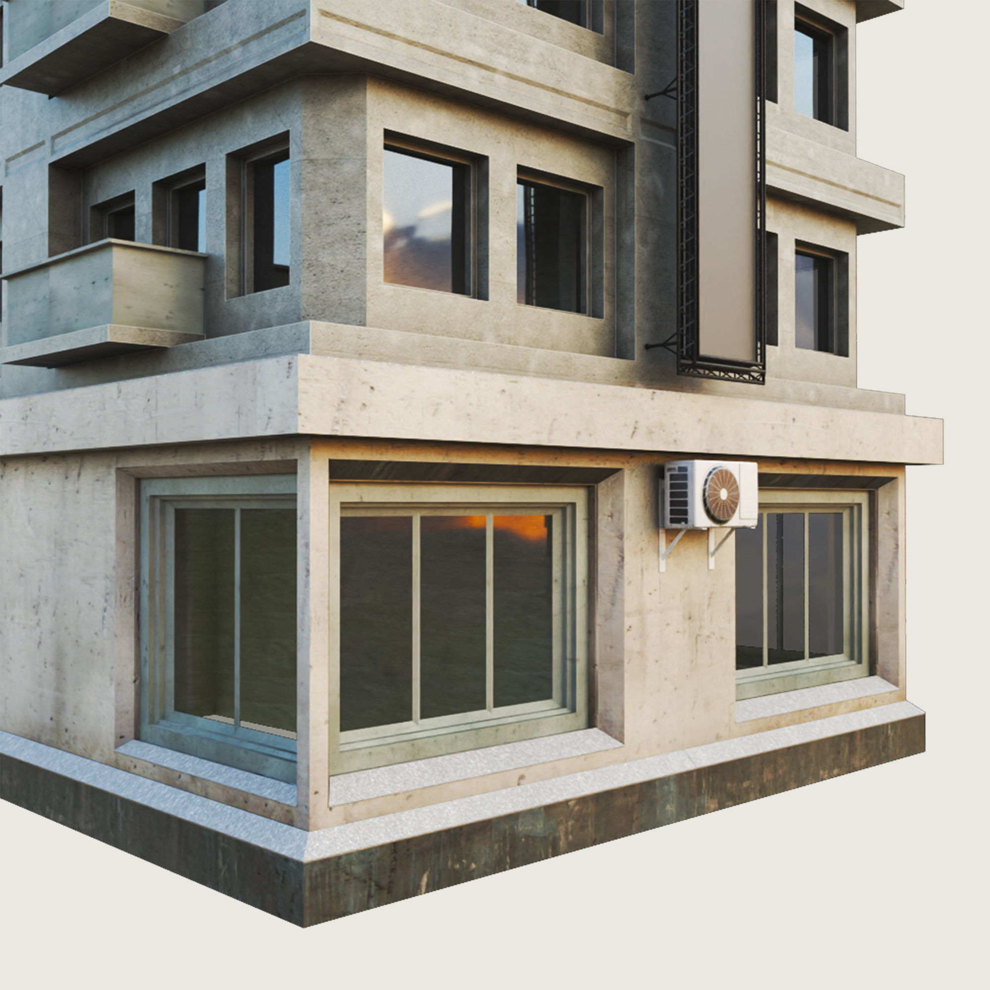 Building Skyscraper City Town Down Office Work Street Kitbash Low-poly 3D model_71