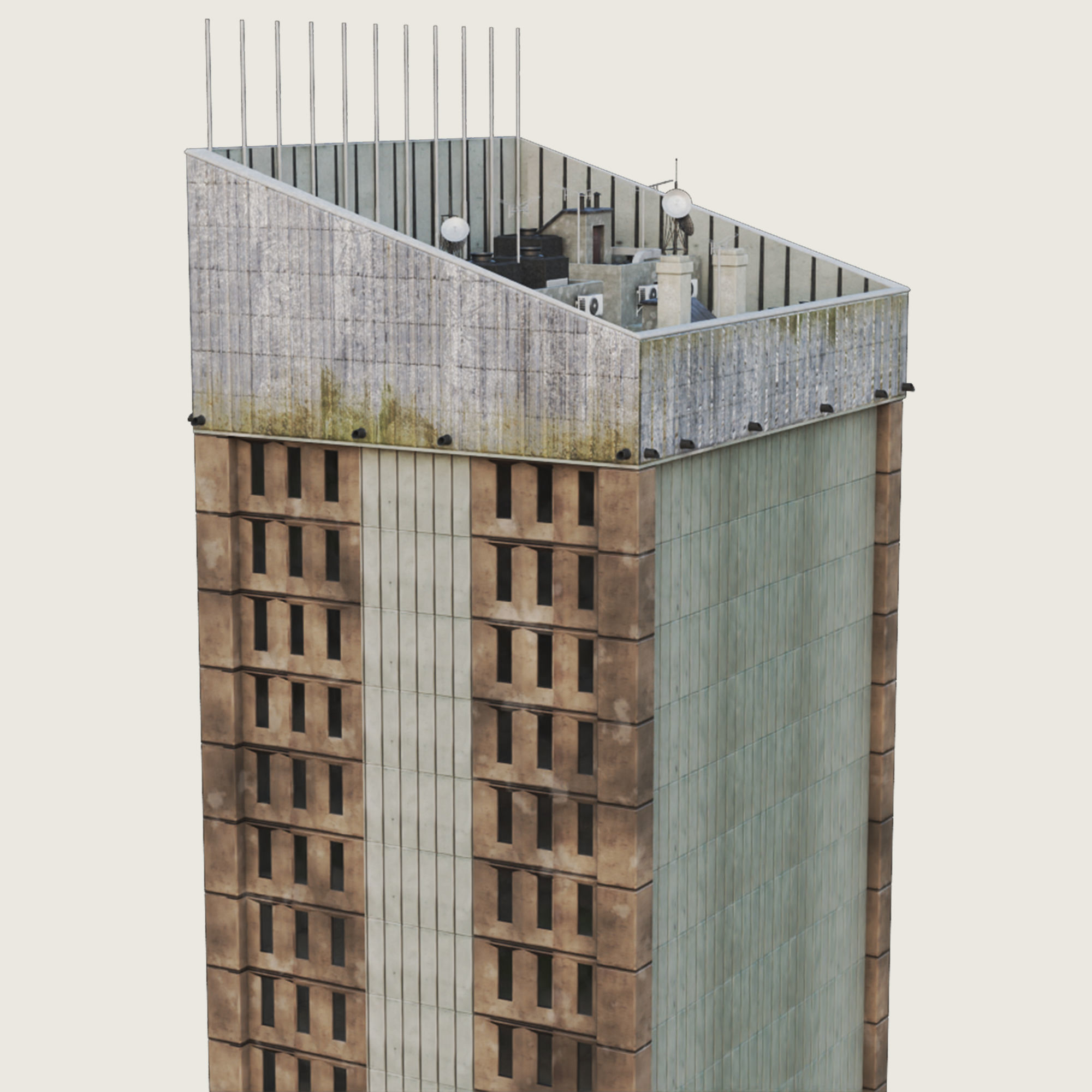 Building Skyscraper City Town Down Office Work Street Kitbash Low-poly 3D model_52