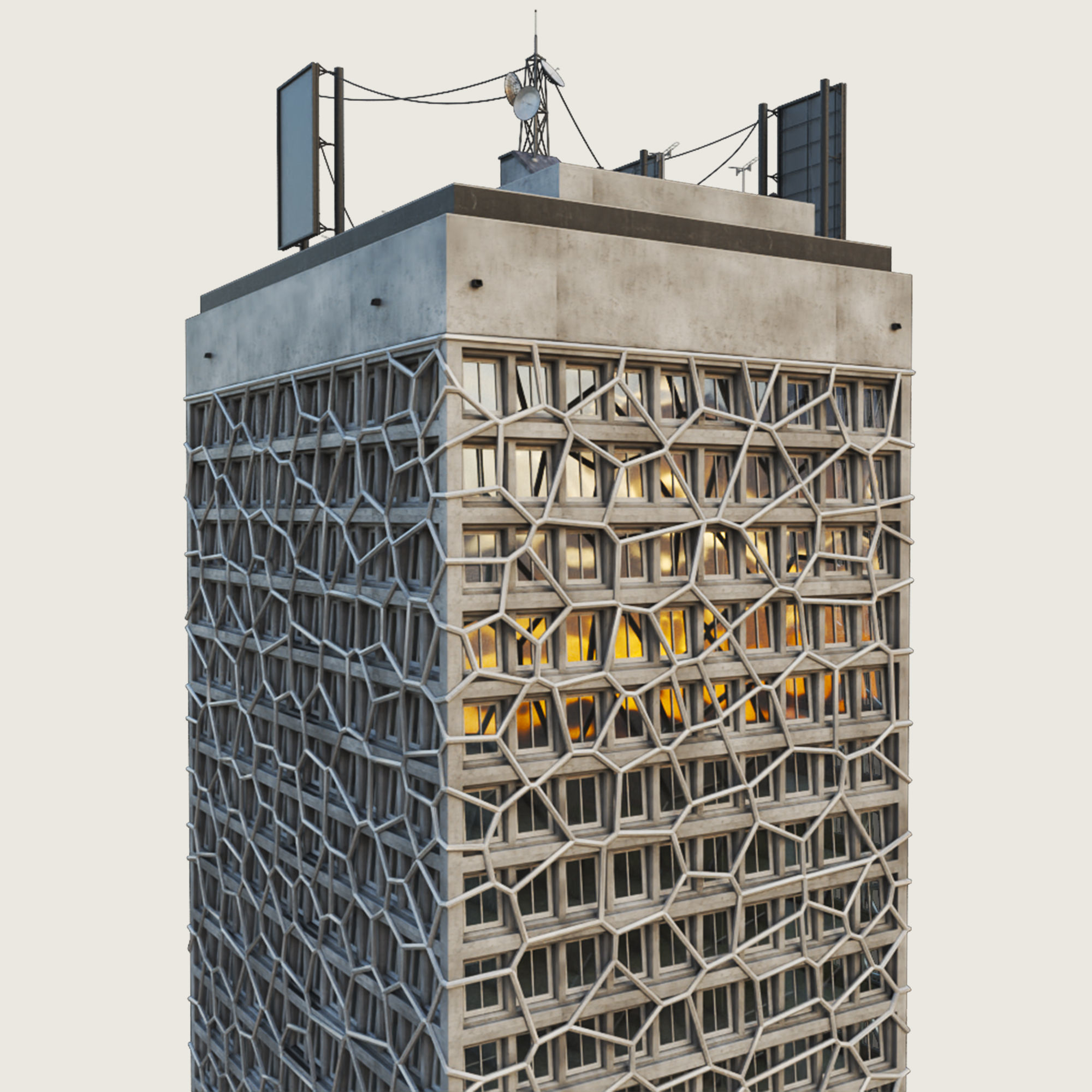 Building Skyscraper City Town Down Office Work Street Kitbash Low-poly 3D model_48