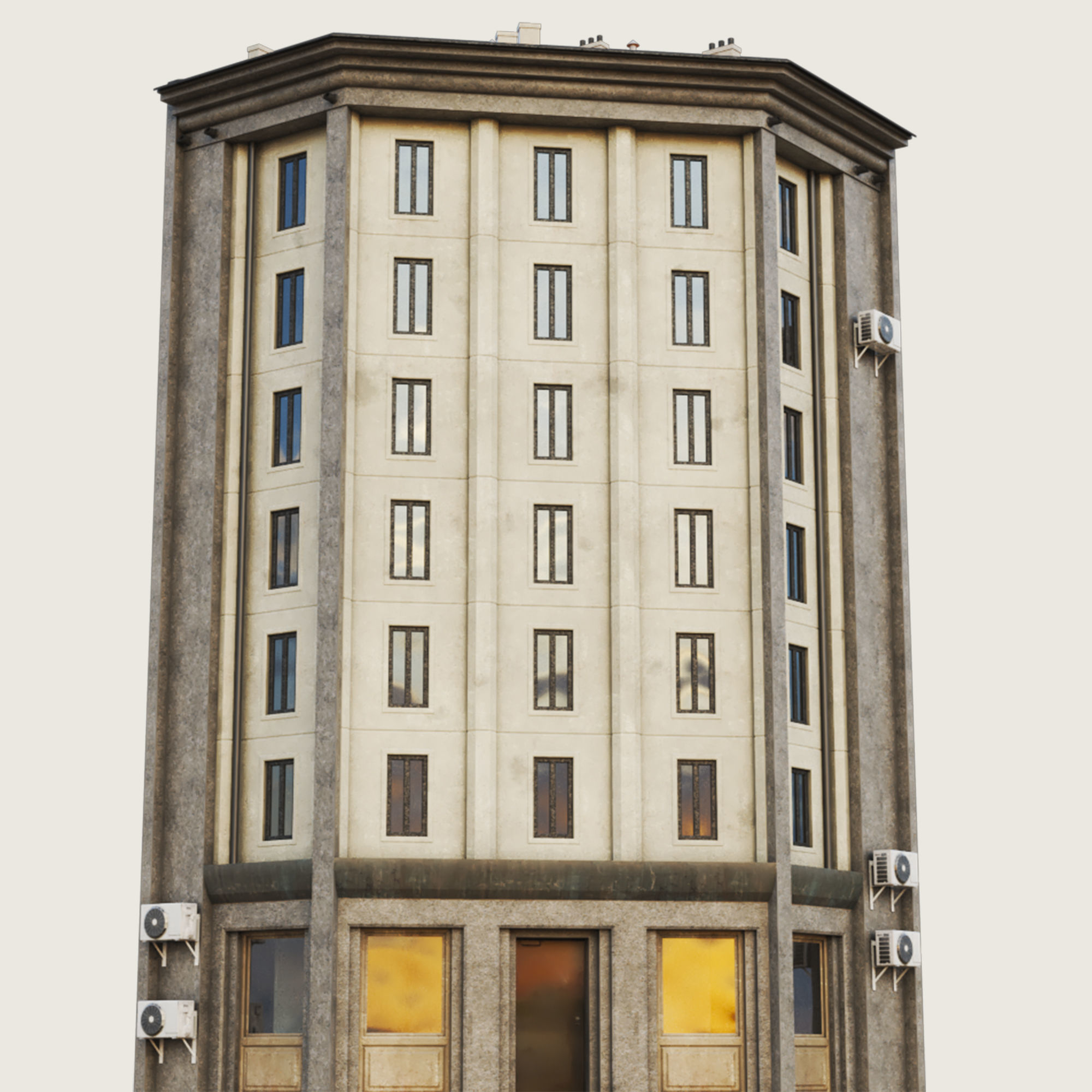 Building Skyscraper City Town Down Office Work Street Kitbash Low-poly 3D model_102