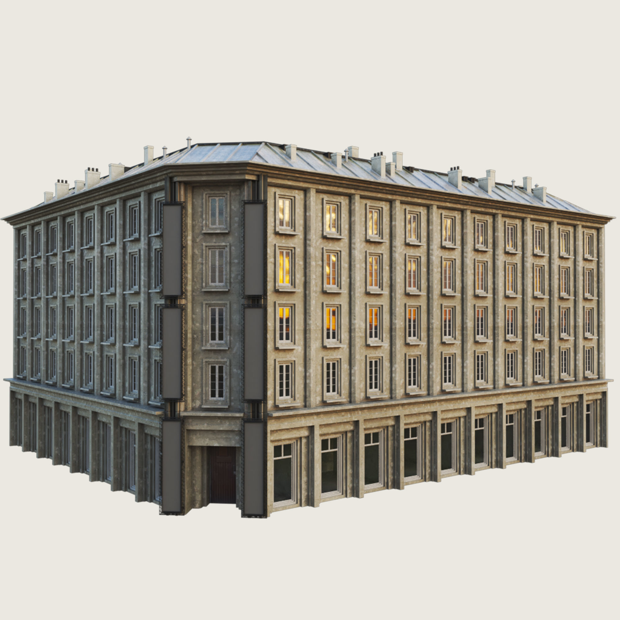 Building Skyscraper City Town Down Office Work Street Kitbash Low-poly 3D model_104