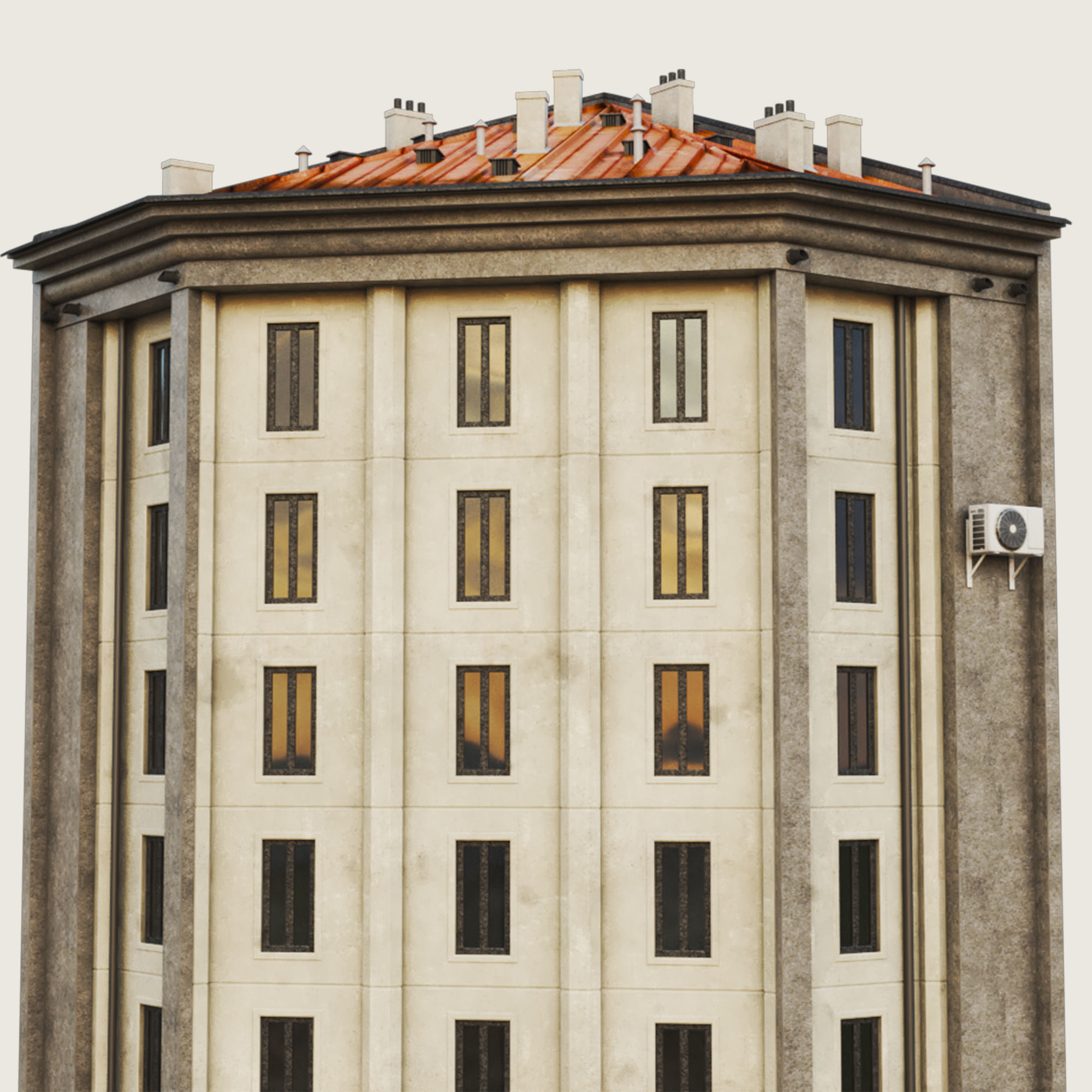 Building Skyscraper City Town Down Office Work Street Kitbash Low-poly 3D model_101