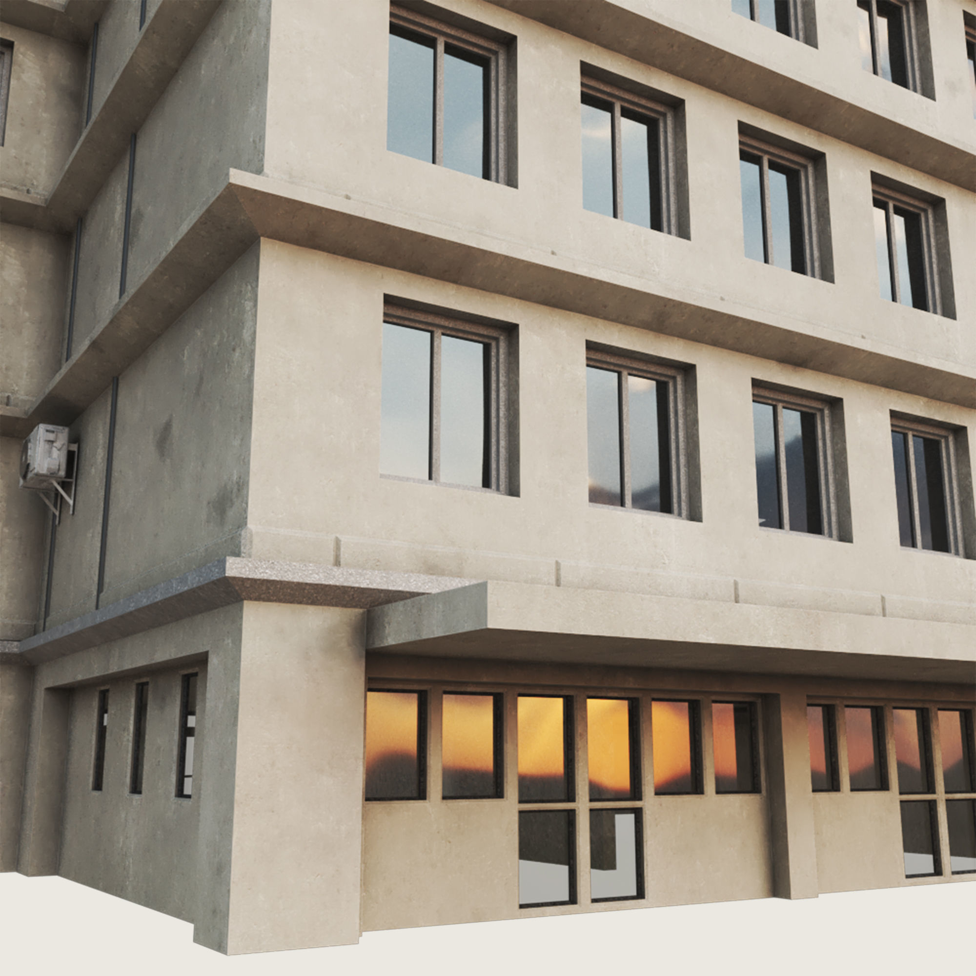 Building Skyscraper City Town Down Office Work Street Kitbash Low-poly 3D model_112