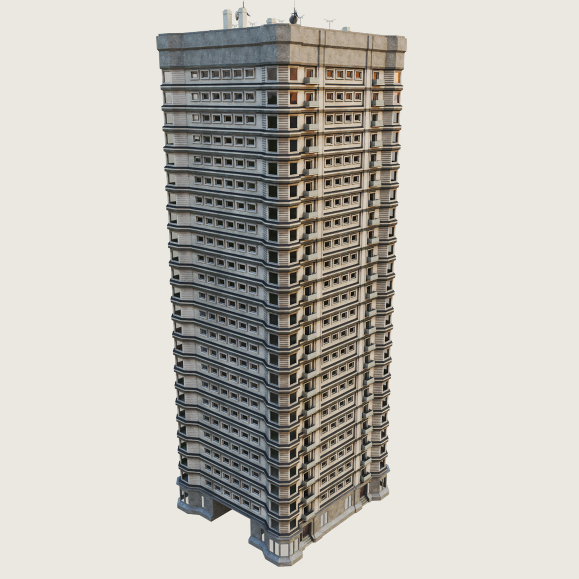 Building Skyscraper City Town Down Office Work Street Kitbash Low-poly 3D model_40