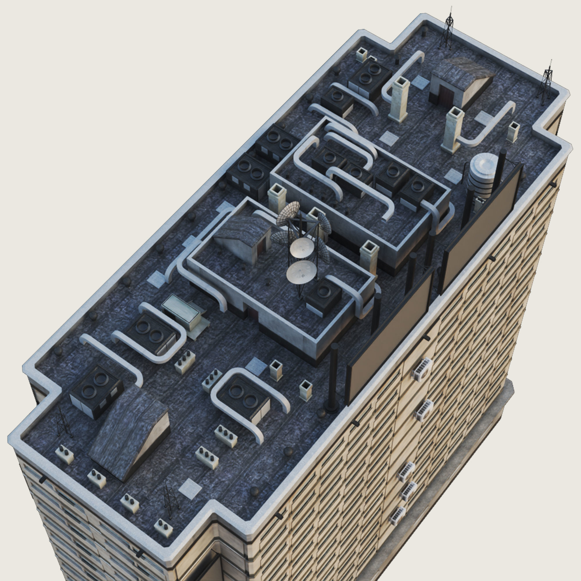 Building Skyscraper City Town Down Office Work Street Kitbash Low-poly 3D model_57