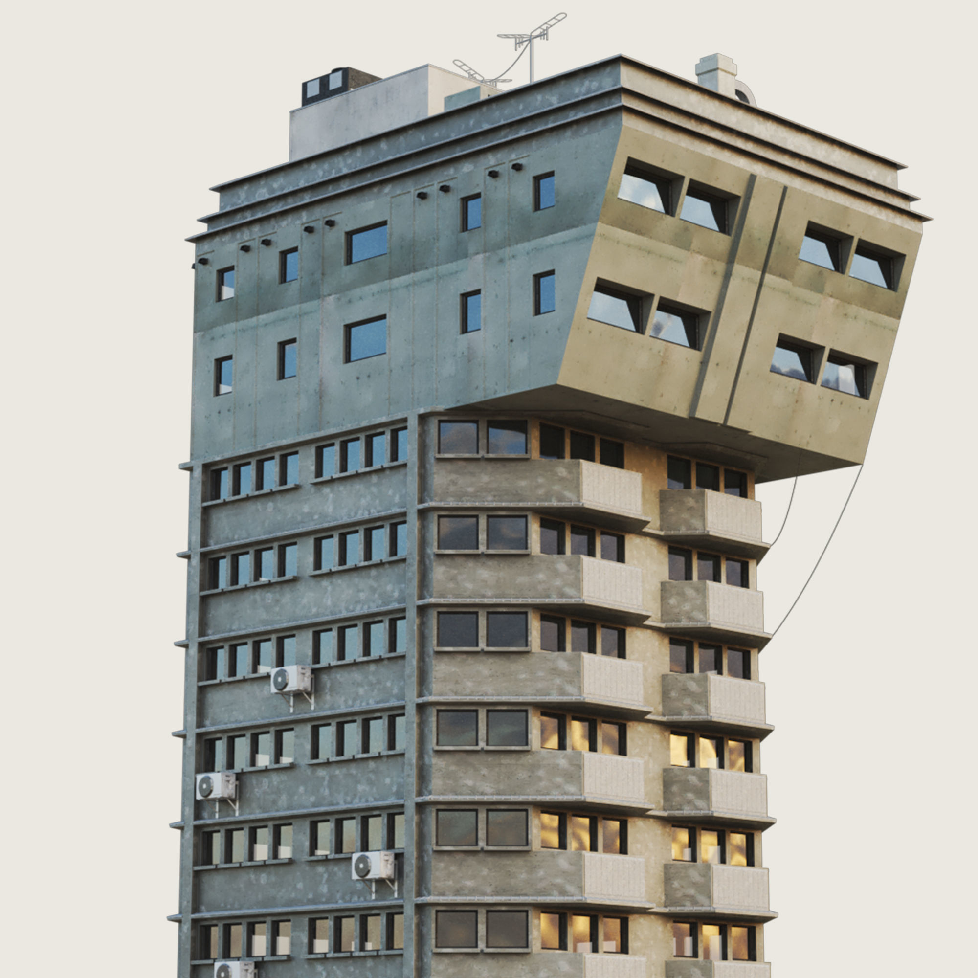 Building Skyscraper City Town Down Office Work Street Kitbash Low-poly 3D model_114