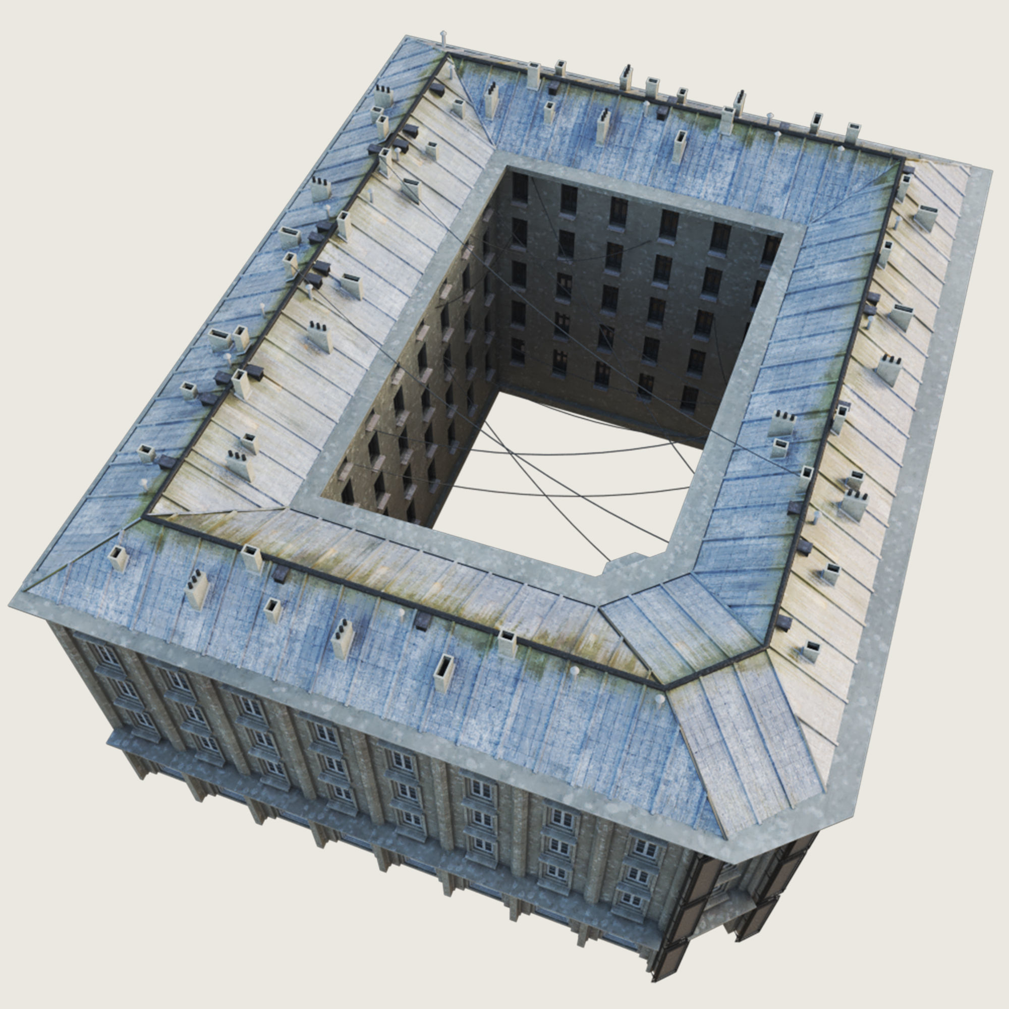 Building Skyscraper City Town Down Office Work Street Kitbash Low-poly 3D model_106