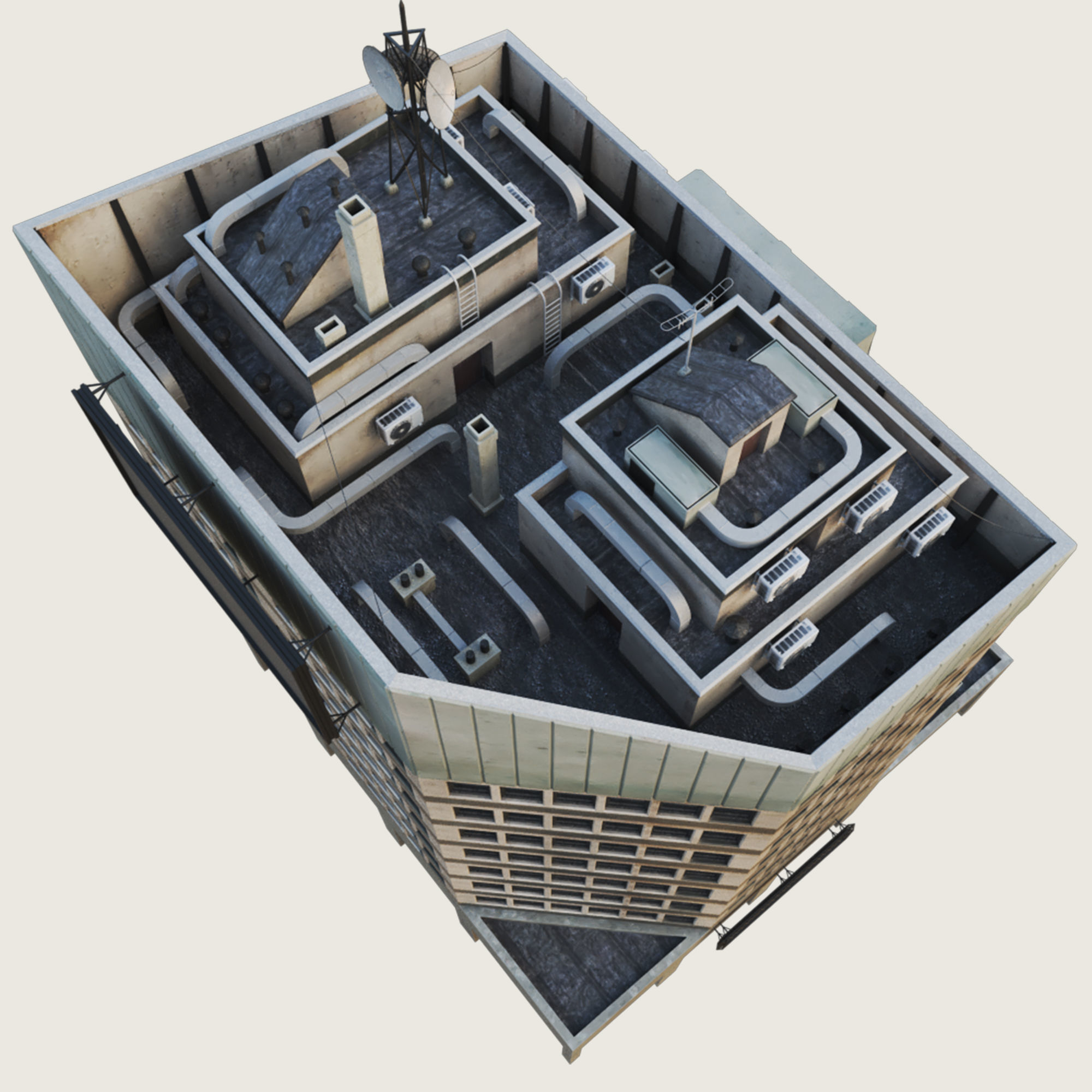 Building Skyscraper City Town Down Office Work Street Kitbash Low-poly 3D model_125