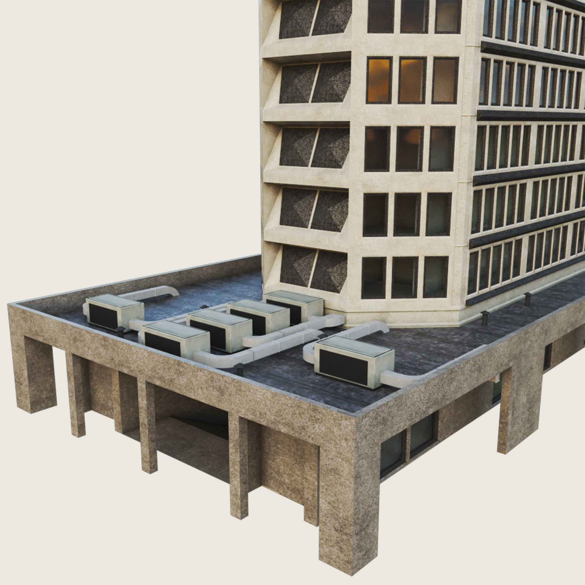 Building Skyscraper City Town Down Office Work Street Kitbash Low-poly 3D model_118