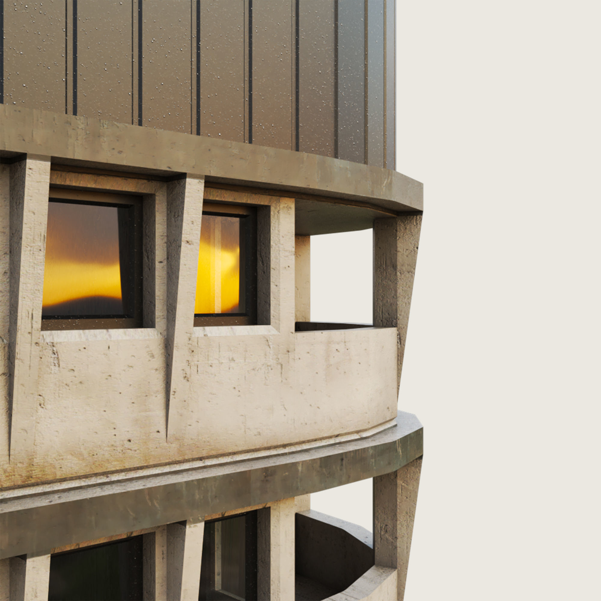 Building Skyscraper City Town Down Office Work Street Kitbash Low-poly 3D model_31