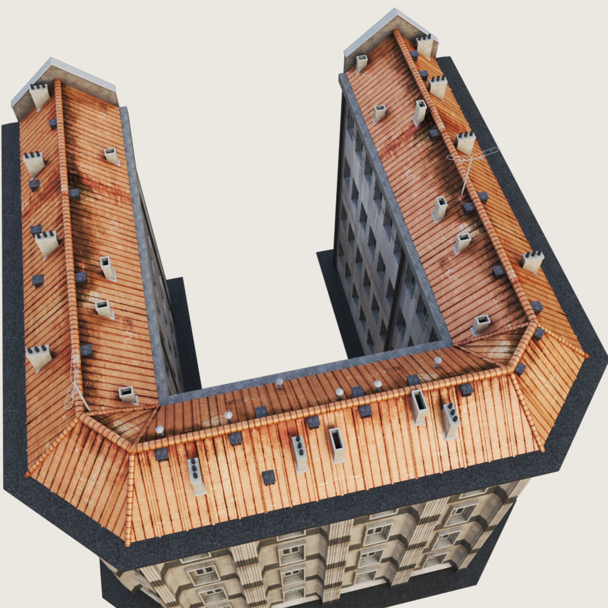 Building Skyscraper City Town Down Office Work Street Kitbash Low-poly 3D model_108