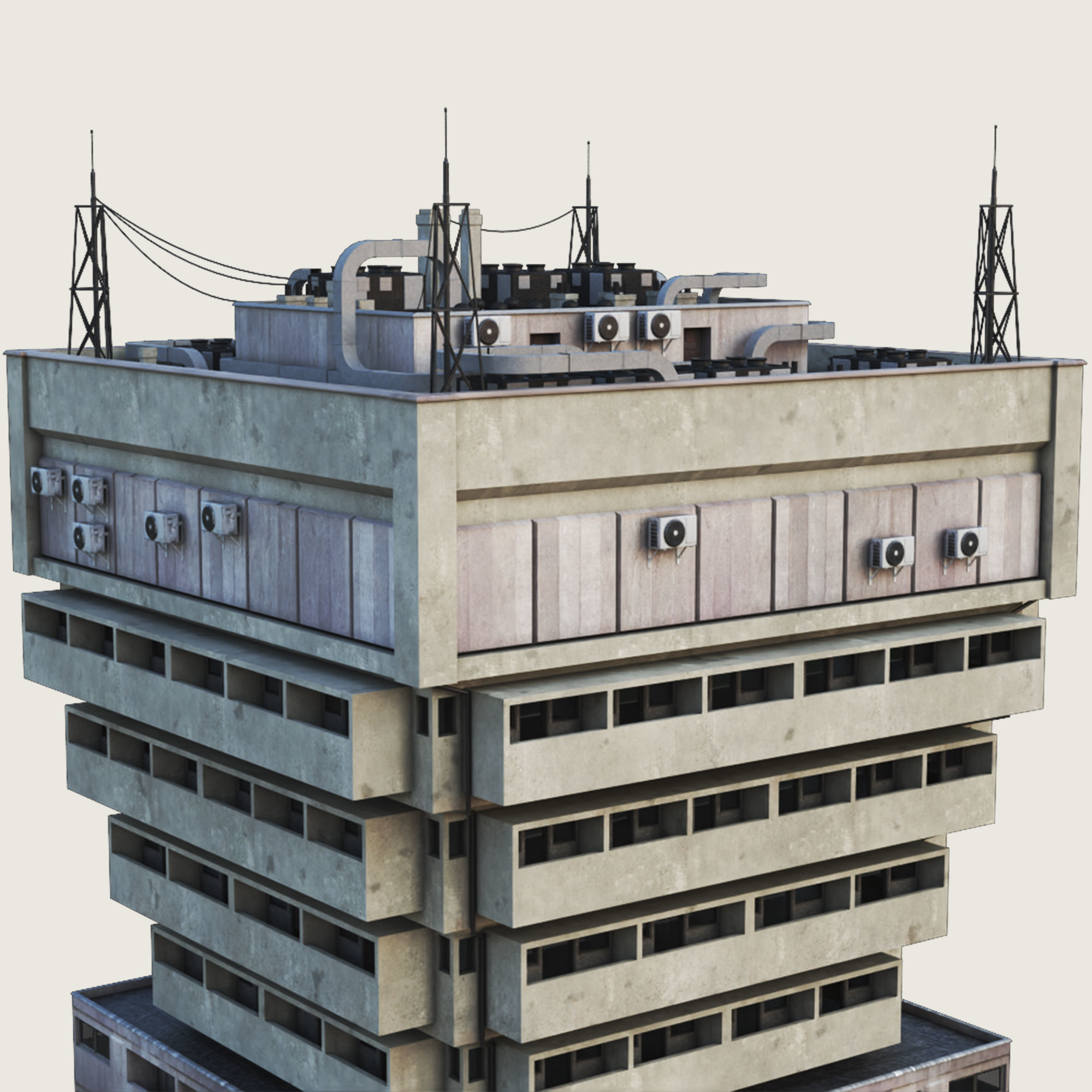 Building Skyscraper City Town Down Office Work Street Kitbash Low-poly 3D model_60