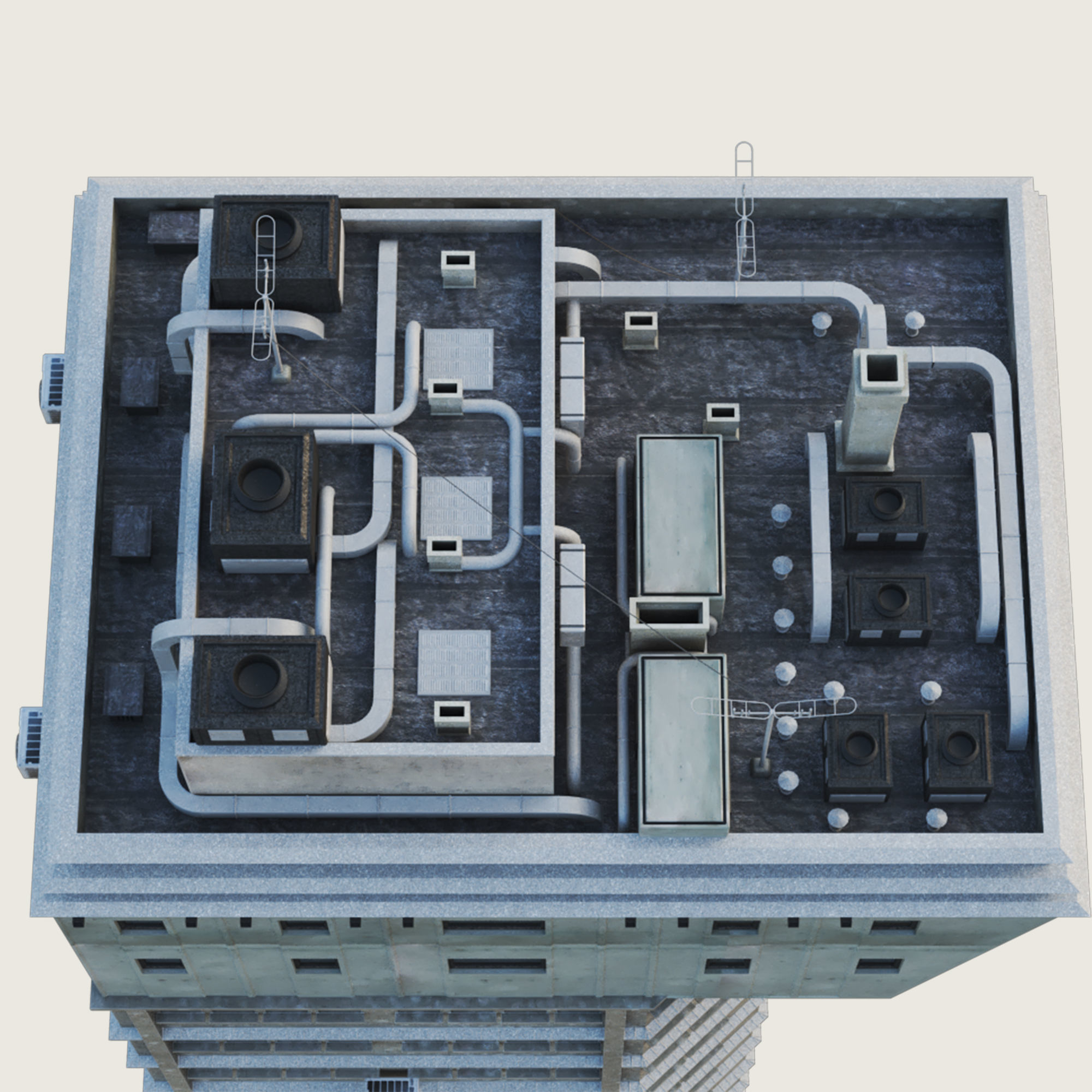 Building Skyscraper City Town Down Office Work Street Kitbash Low-poly 3D model_116