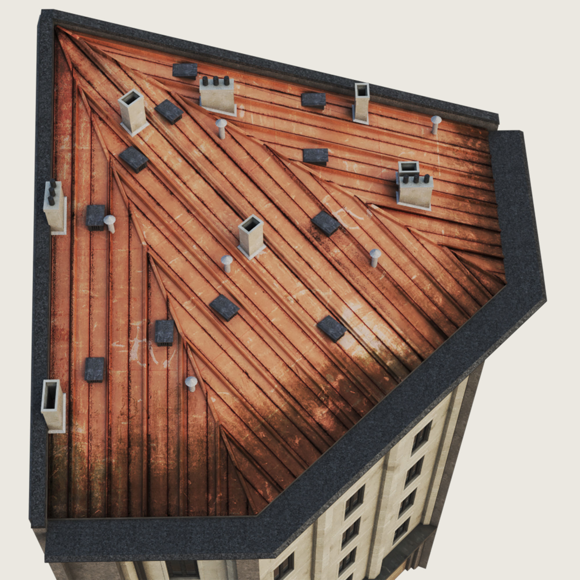 Building Skyscraper City Town Down Office Work Street Kitbash Low-poly 3D model_96