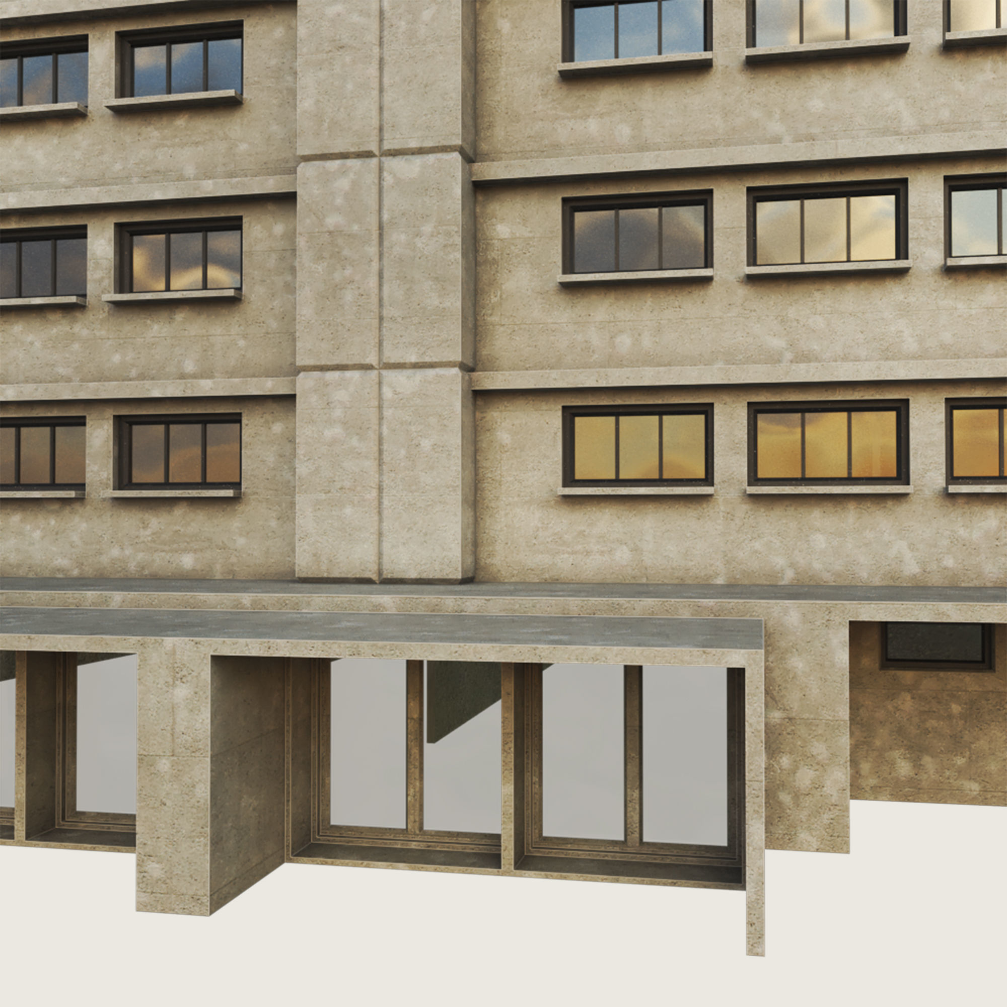 Building Skyscraper City Town Down Office Work Street Kitbash Low-poly 3D model_86