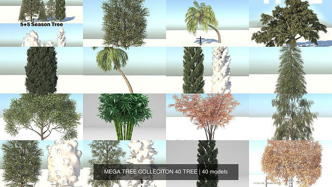 MEGA TREE COLLECITON 40 TREE 3D Model Collection