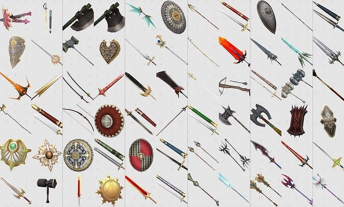 Cartoon Weapons Low-poly 3D model