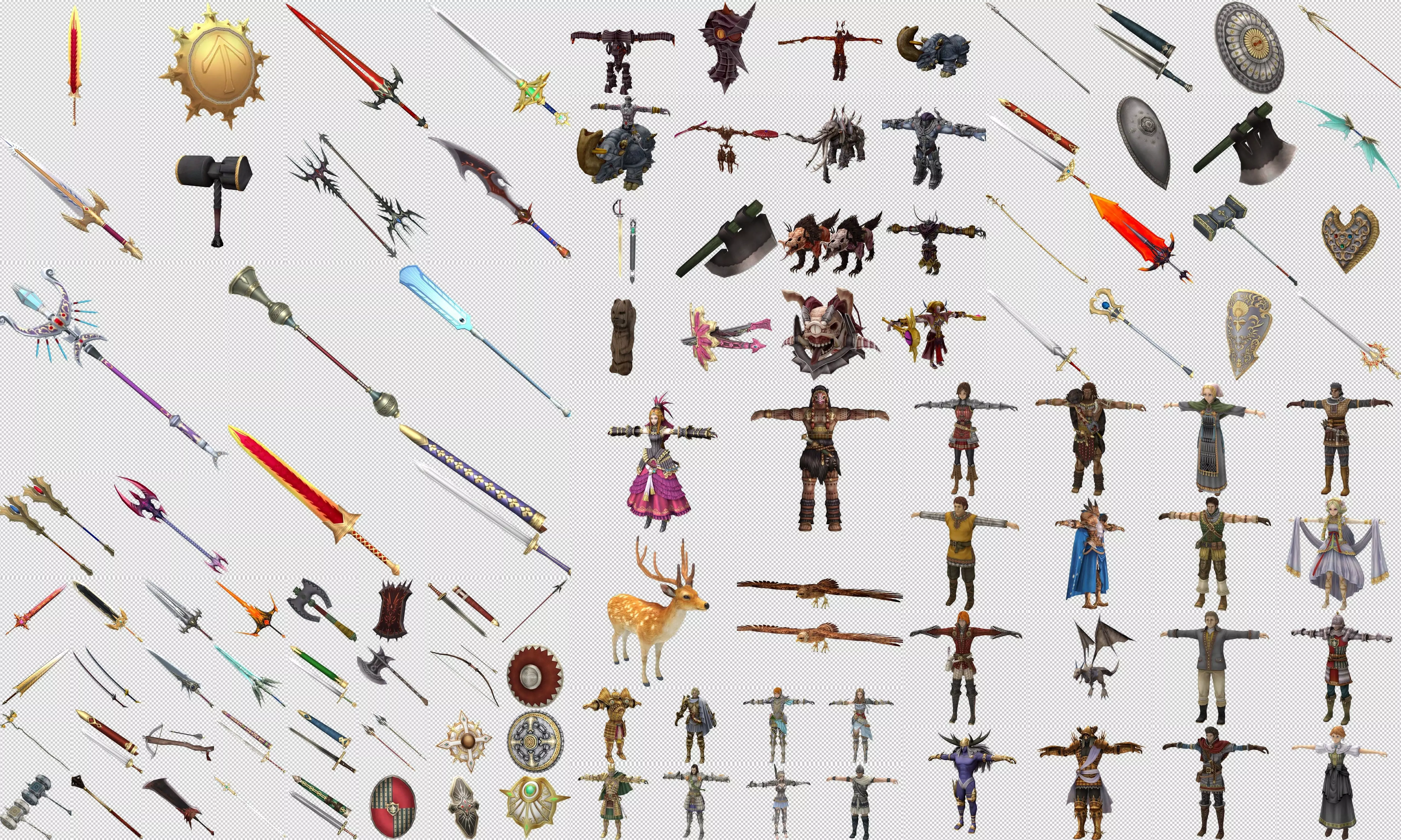 Collection Cartoon - Characters weapons Low-poly 3D model_0
