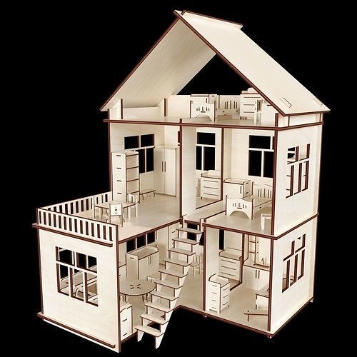 Wooden doll house constructor model  3D model