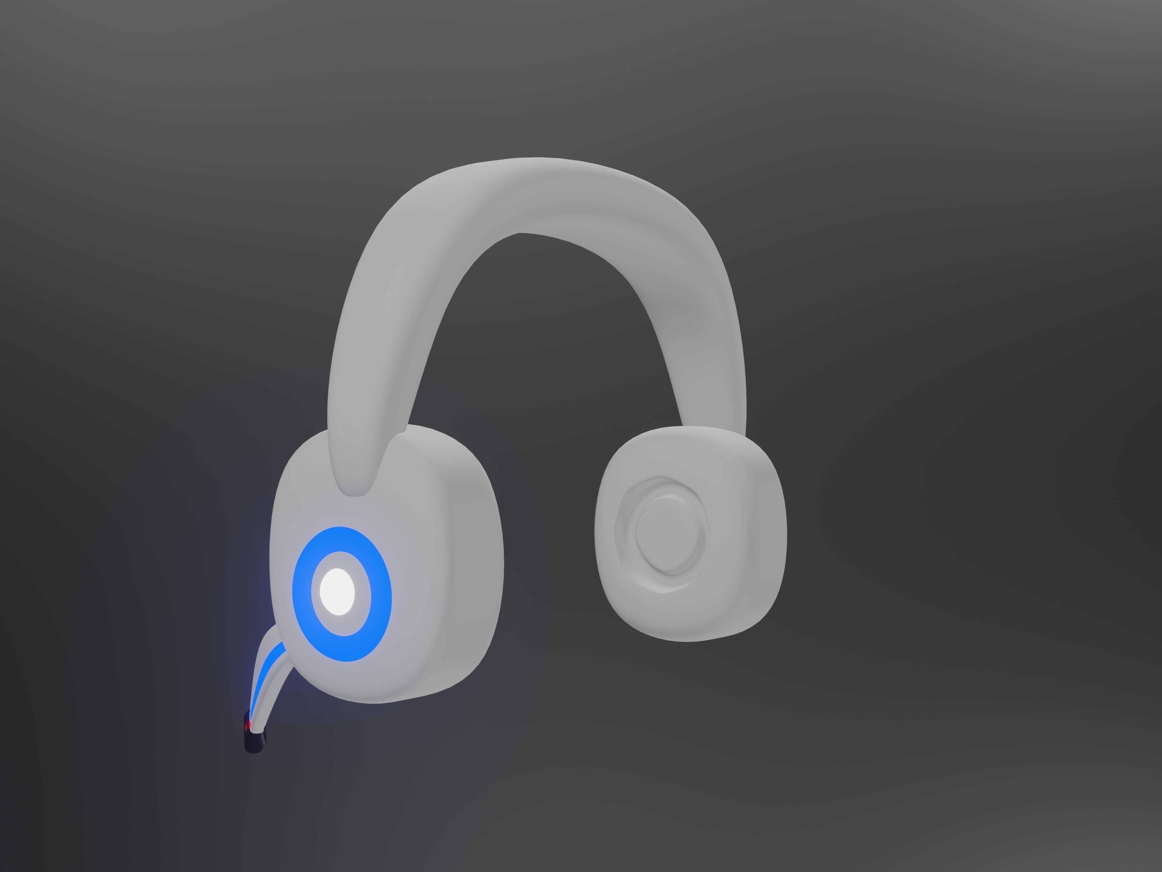 White Headphones with camera and without camera Low-poly 3D model_2