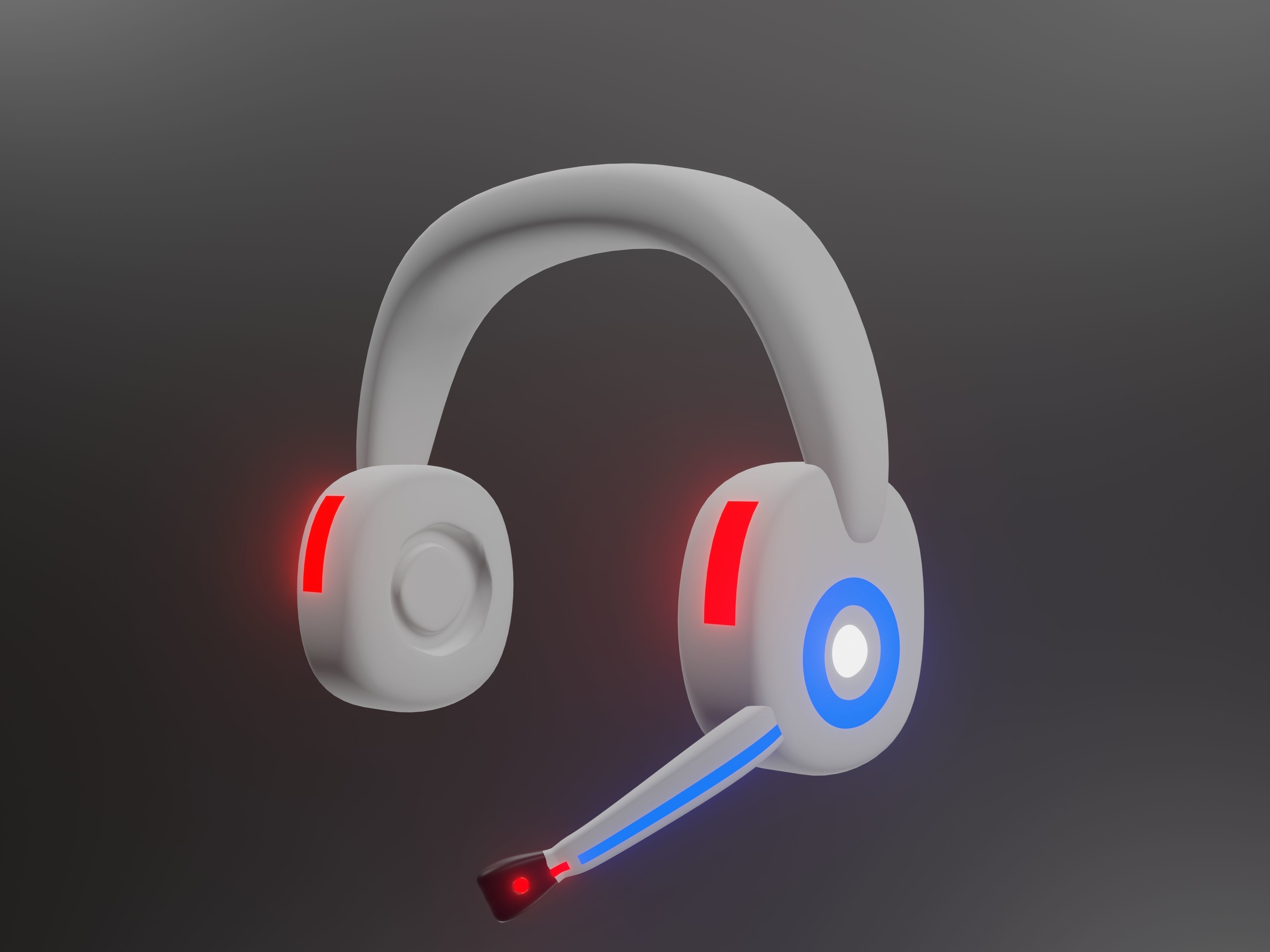 White Headphones with camera and without camera Low-poly 3D model_1