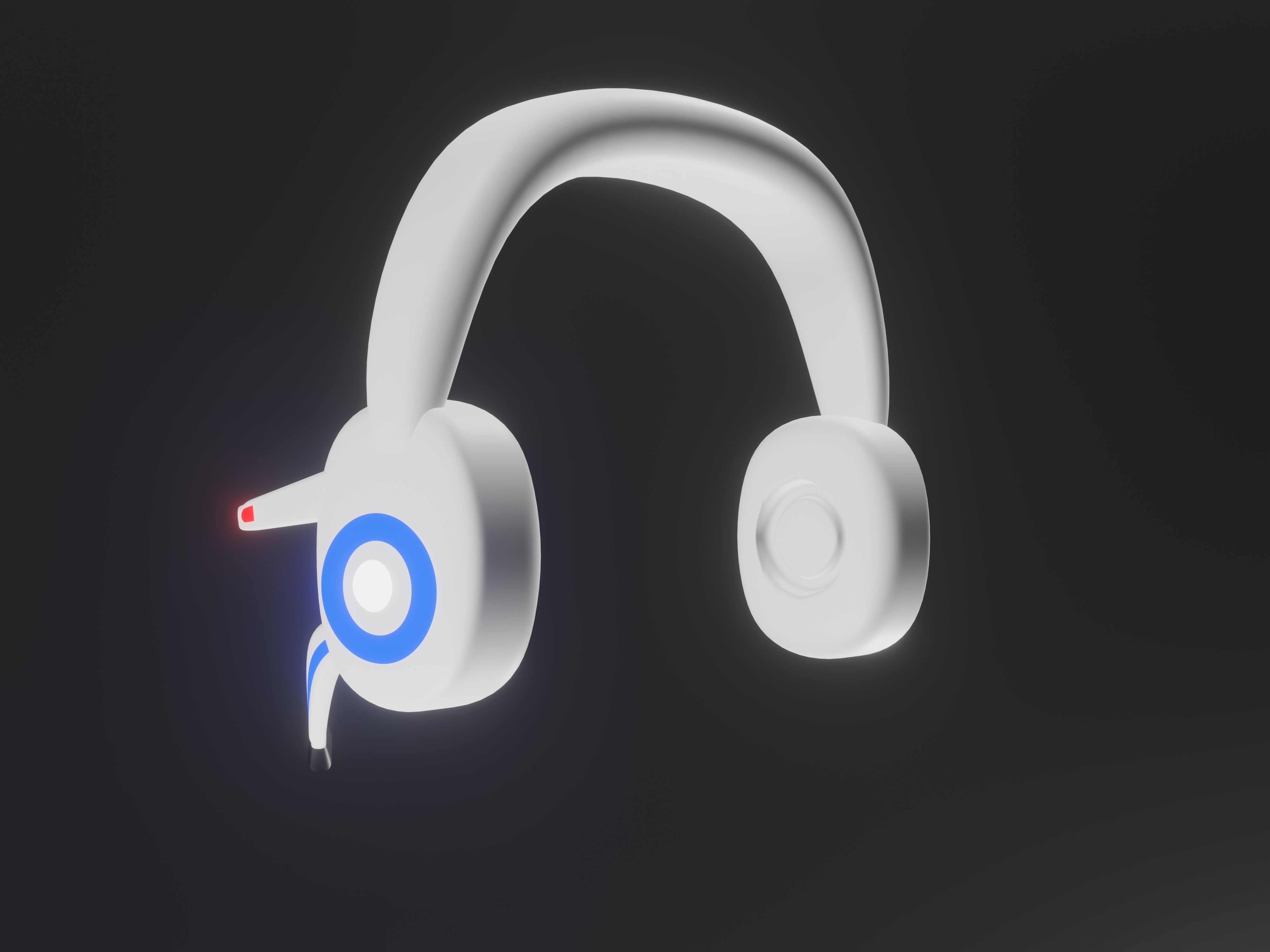 White Headphones with camera and without camera Low-poly 3D model_7