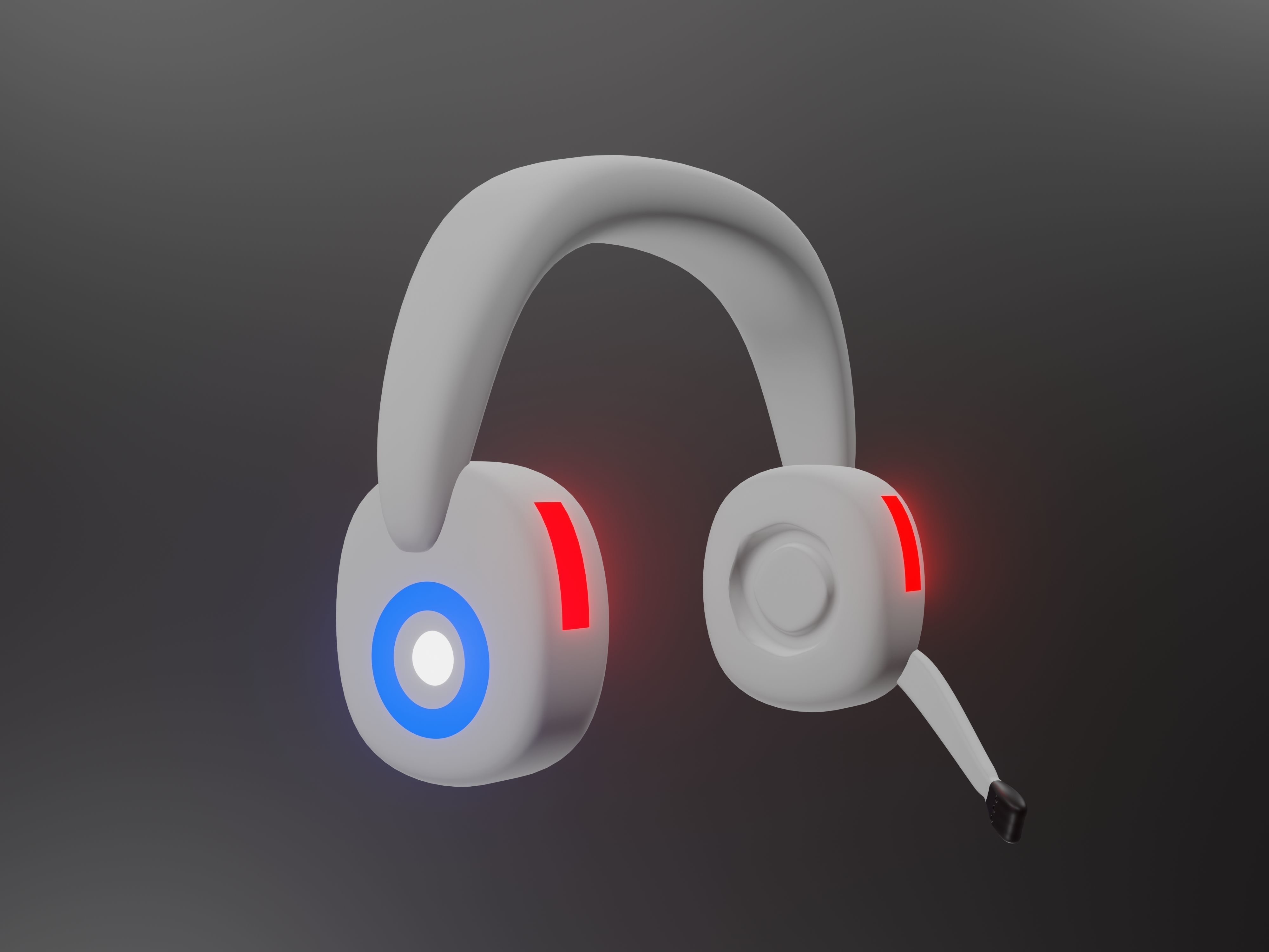 White Headphones with camera and without camera Low-poly 3D model_5