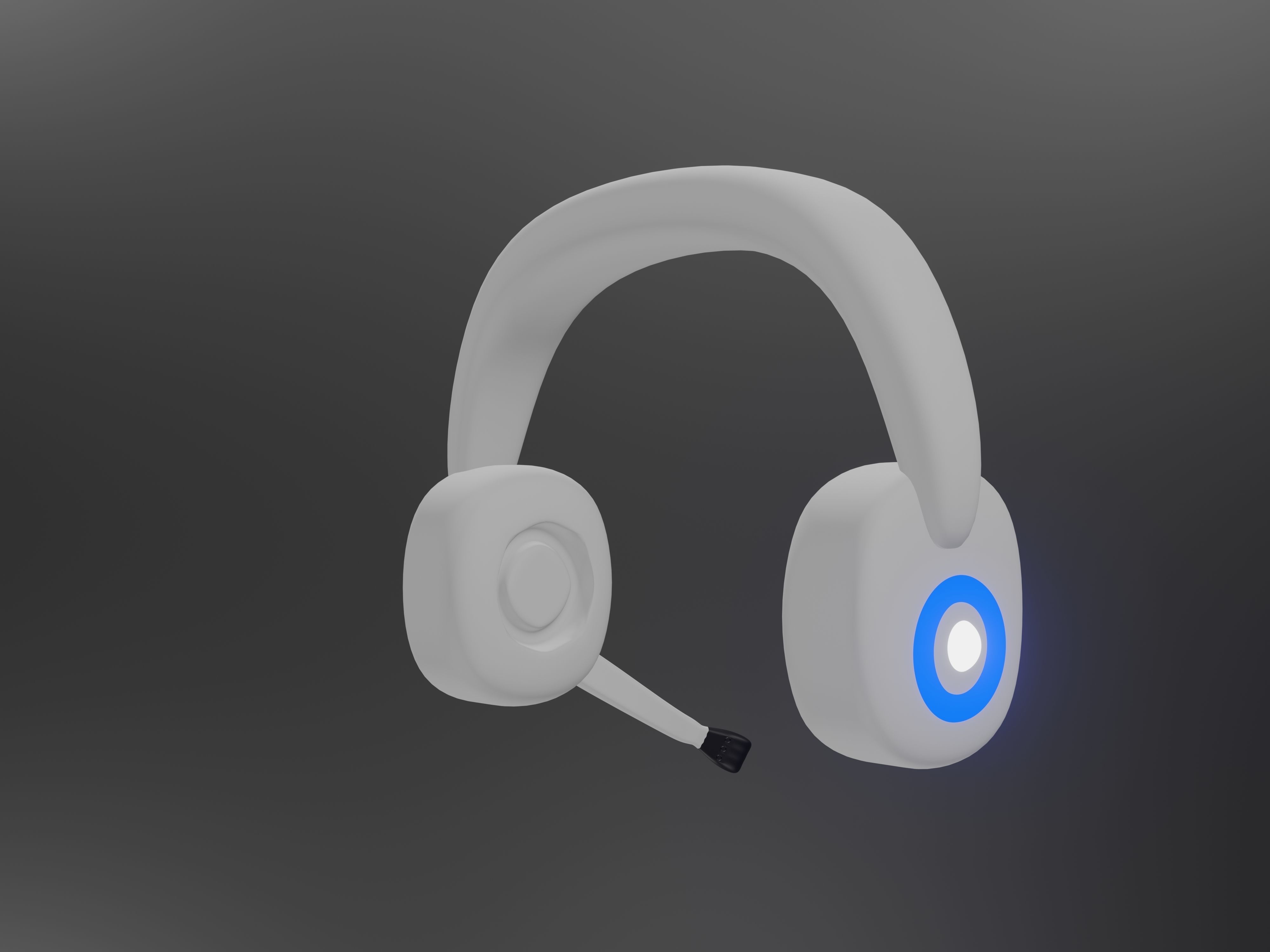 White Headphones with camera and without camera Low-poly 3D model_4