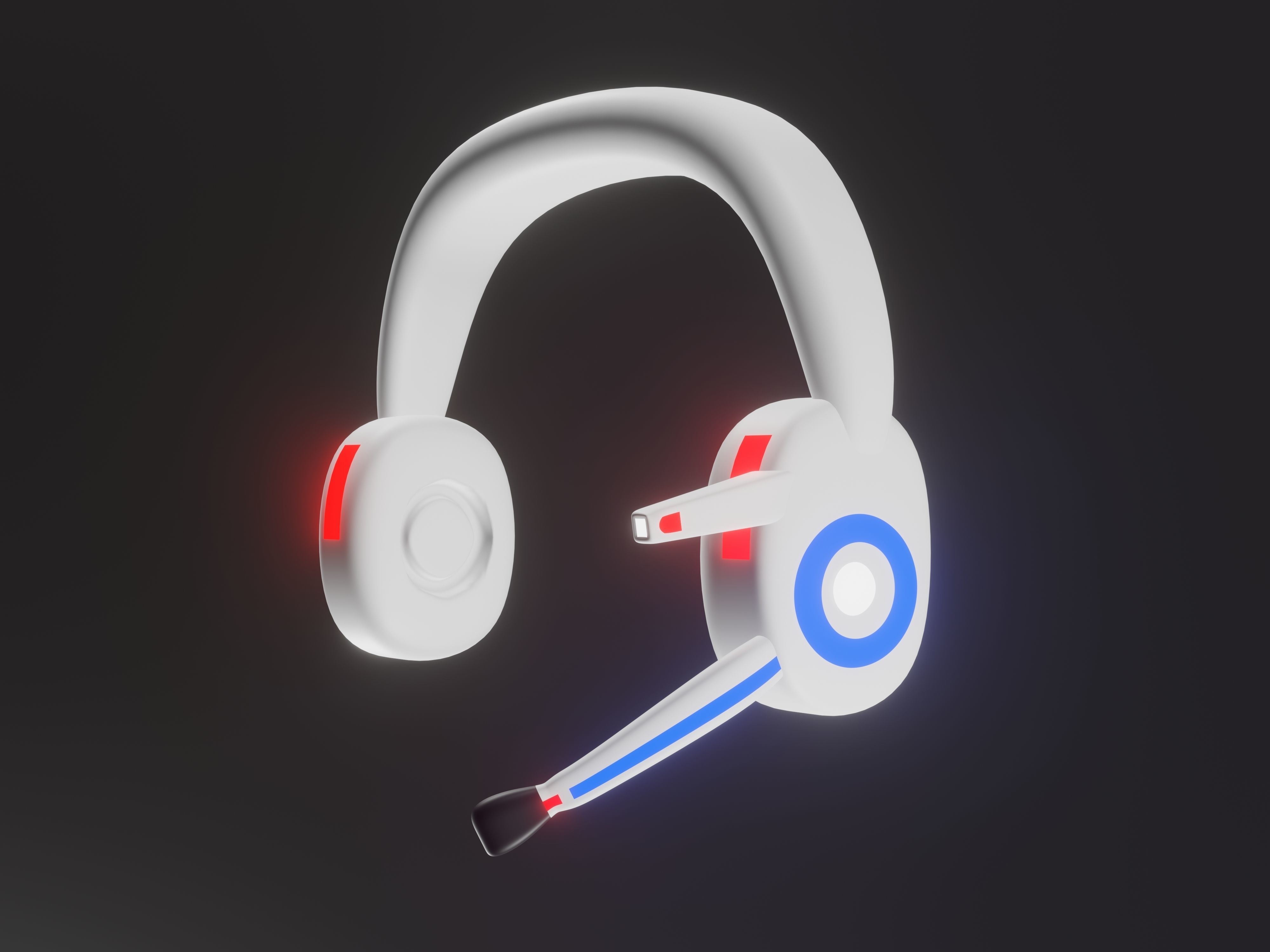 White Headphones with camera and without camera Low-poly 3D model_6