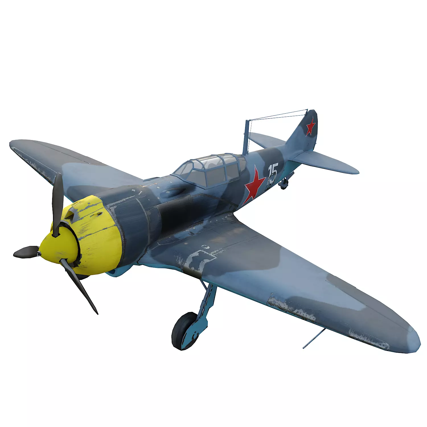 LA-5FN WWII Soviet Fighter Aircraft Low-poly 3D model