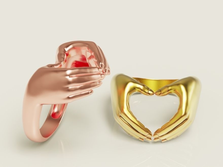 Heart hand Silver Gold  Print 3D print model_4
