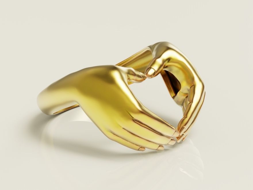 Heart hand Silver Gold  Print 3D print model_1