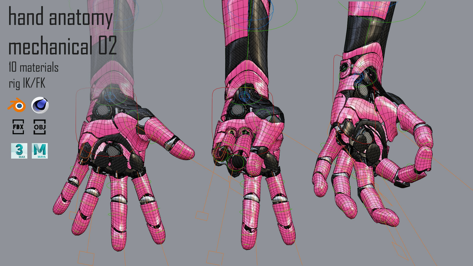 Robotic hand anatomy 02 3D model_11