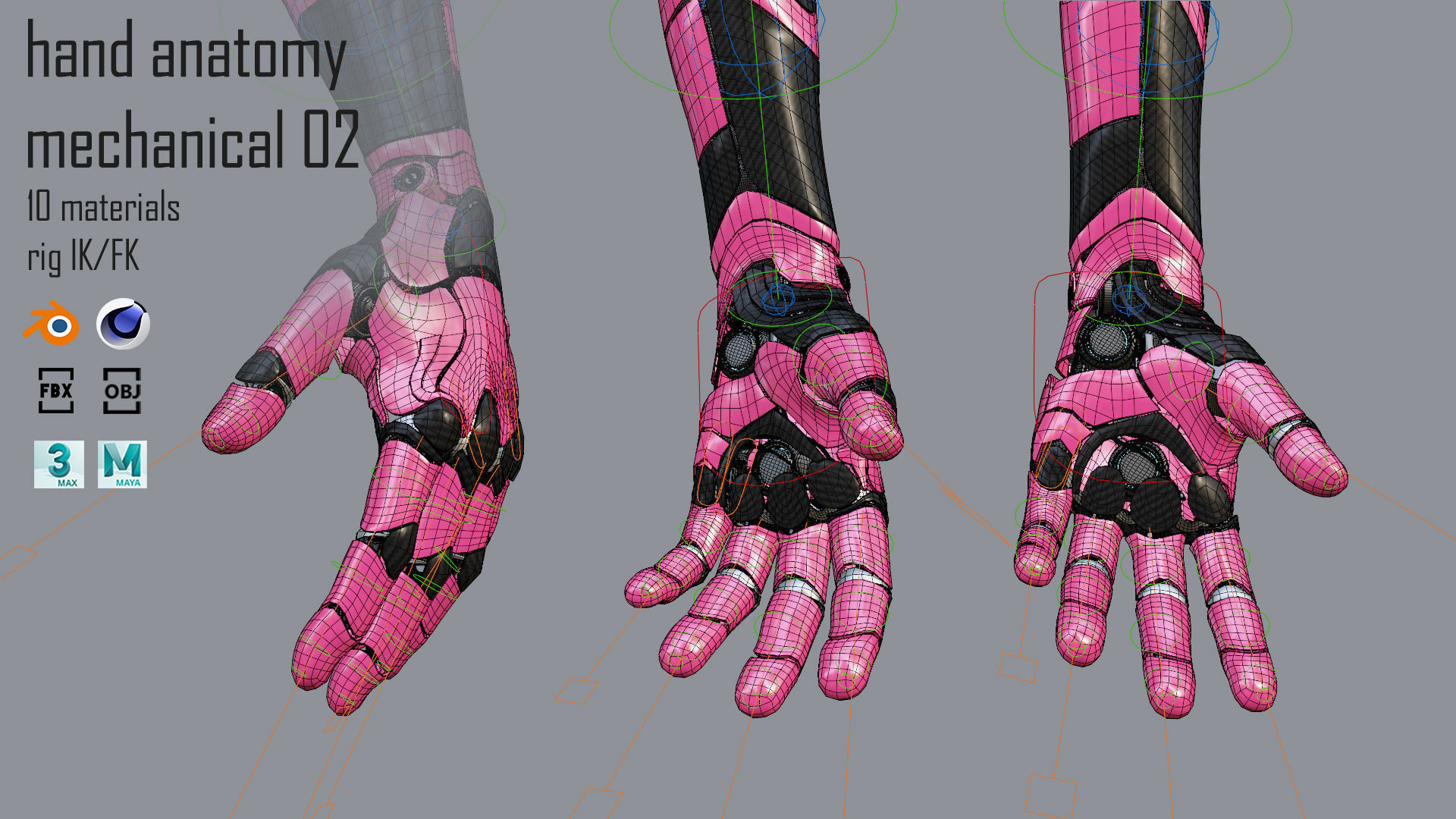 Robotic hand anatomy 02 3D model_9