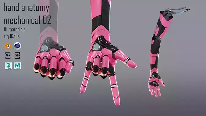 Robotic hand anatomy 02 3D model