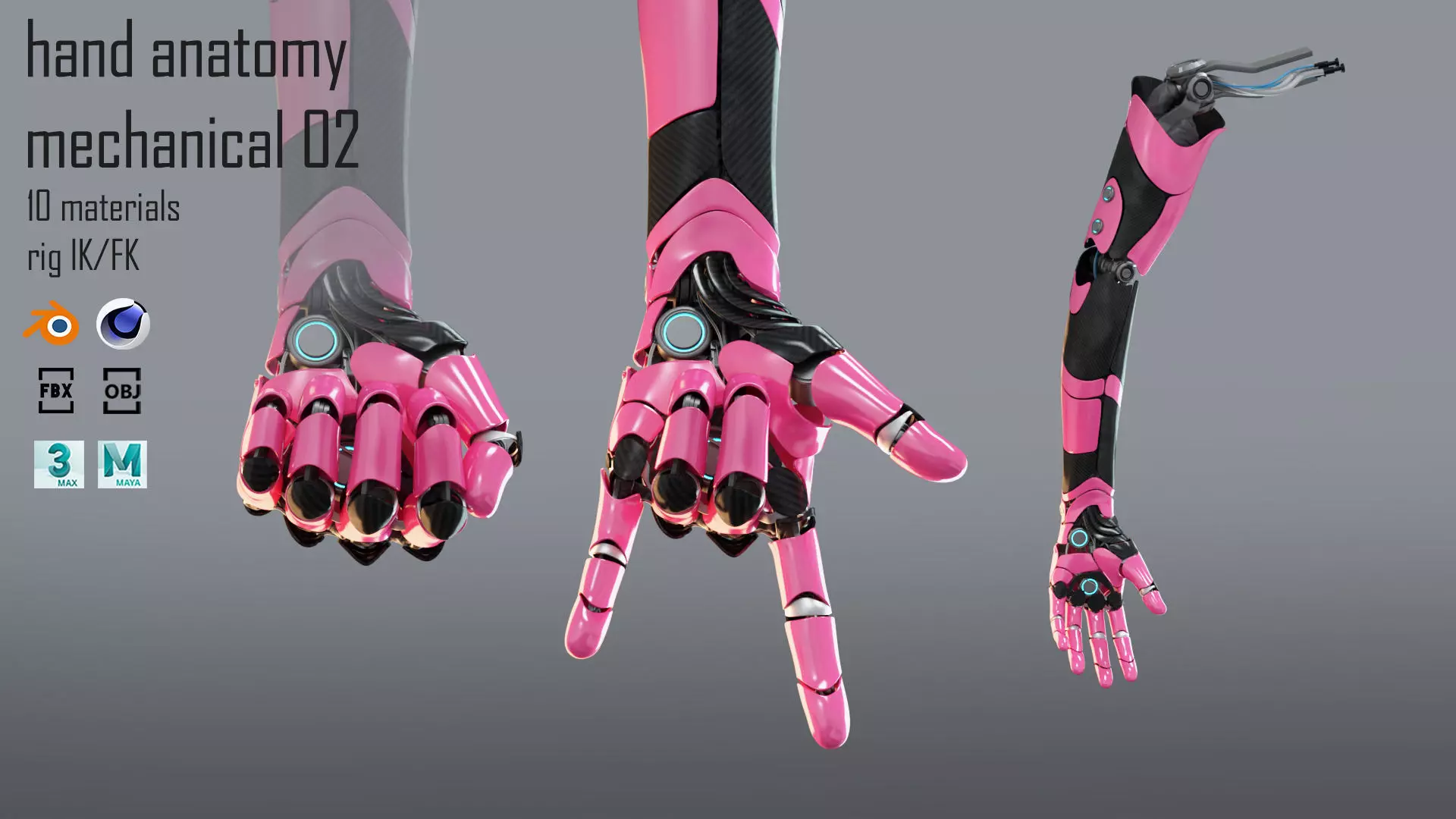 Robotic hand anatomy 02 3D model_0