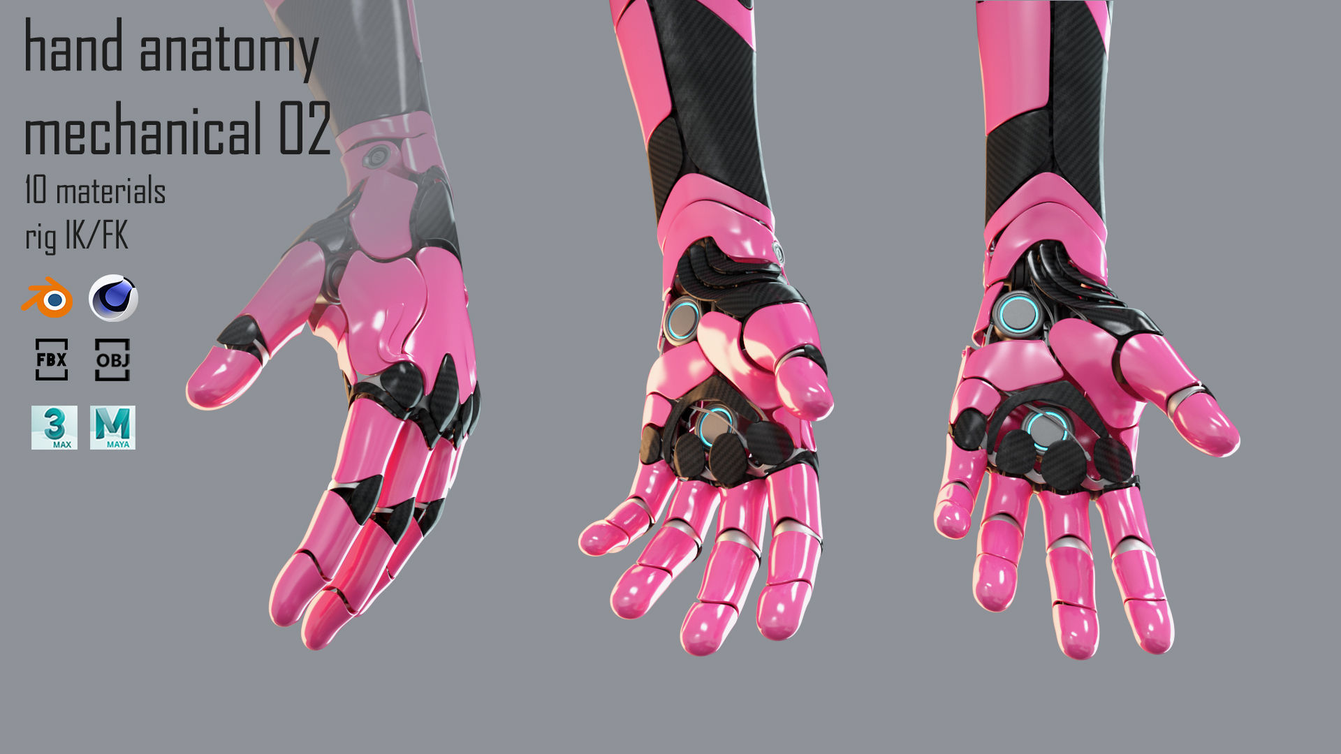 Robotic hand anatomy 02 3D model_8