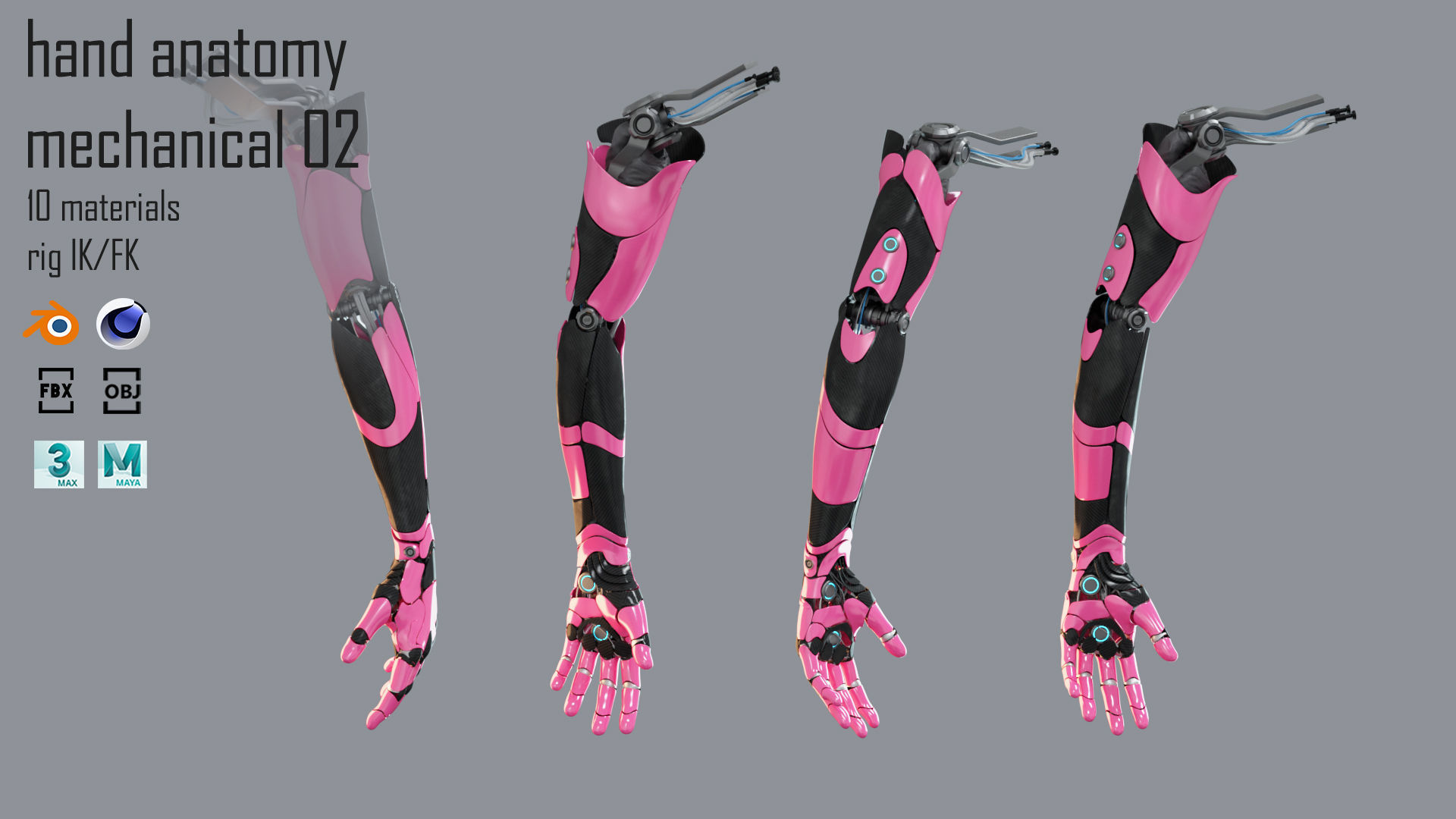 Robotic hand anatomy 02 3D model_4