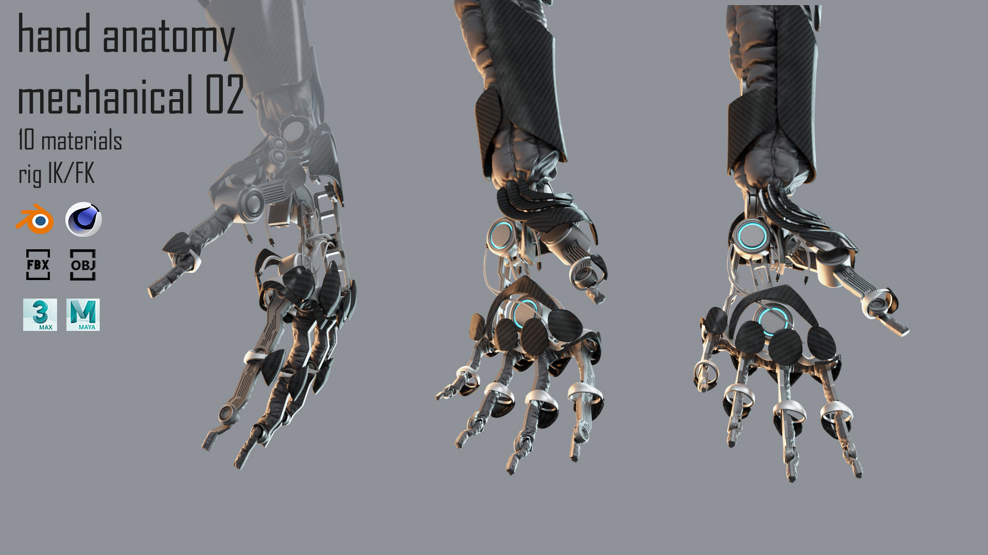 Robotic hand anatomy 02 3D model_7