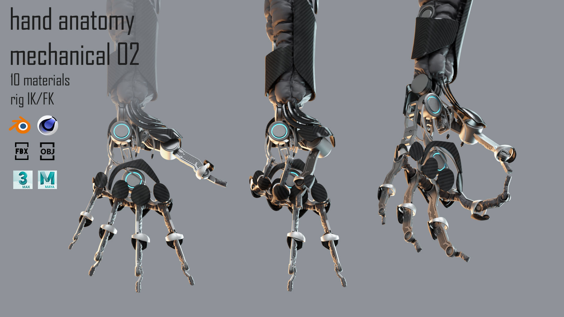 Robotic hand anatomy 02 3D model_3
