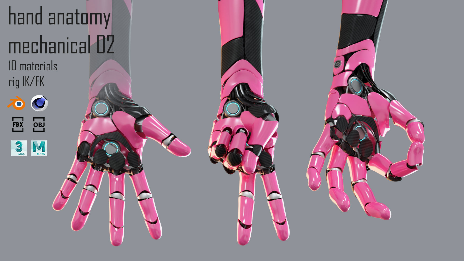 Robotic hand anatomy 02 3D model_2