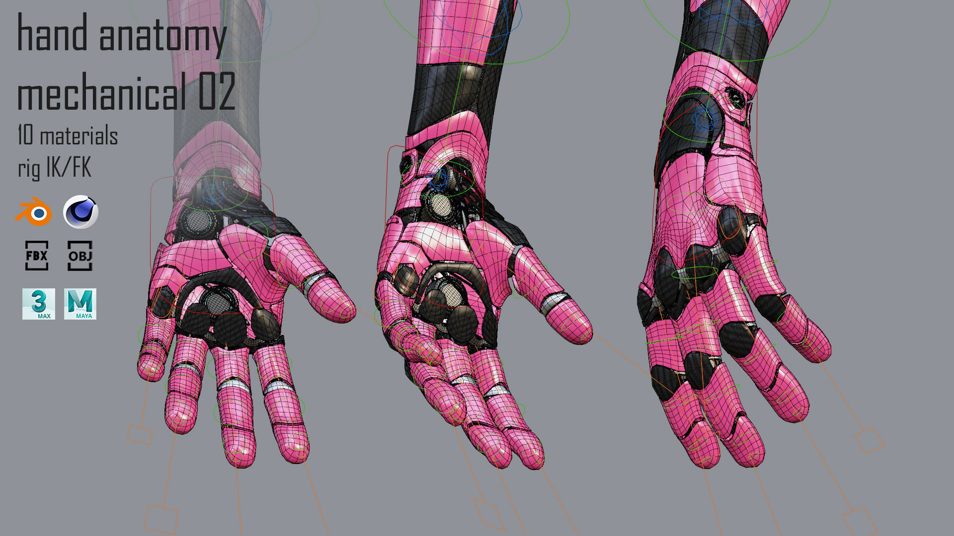 Robotic hand anatomy 02 3D model_12