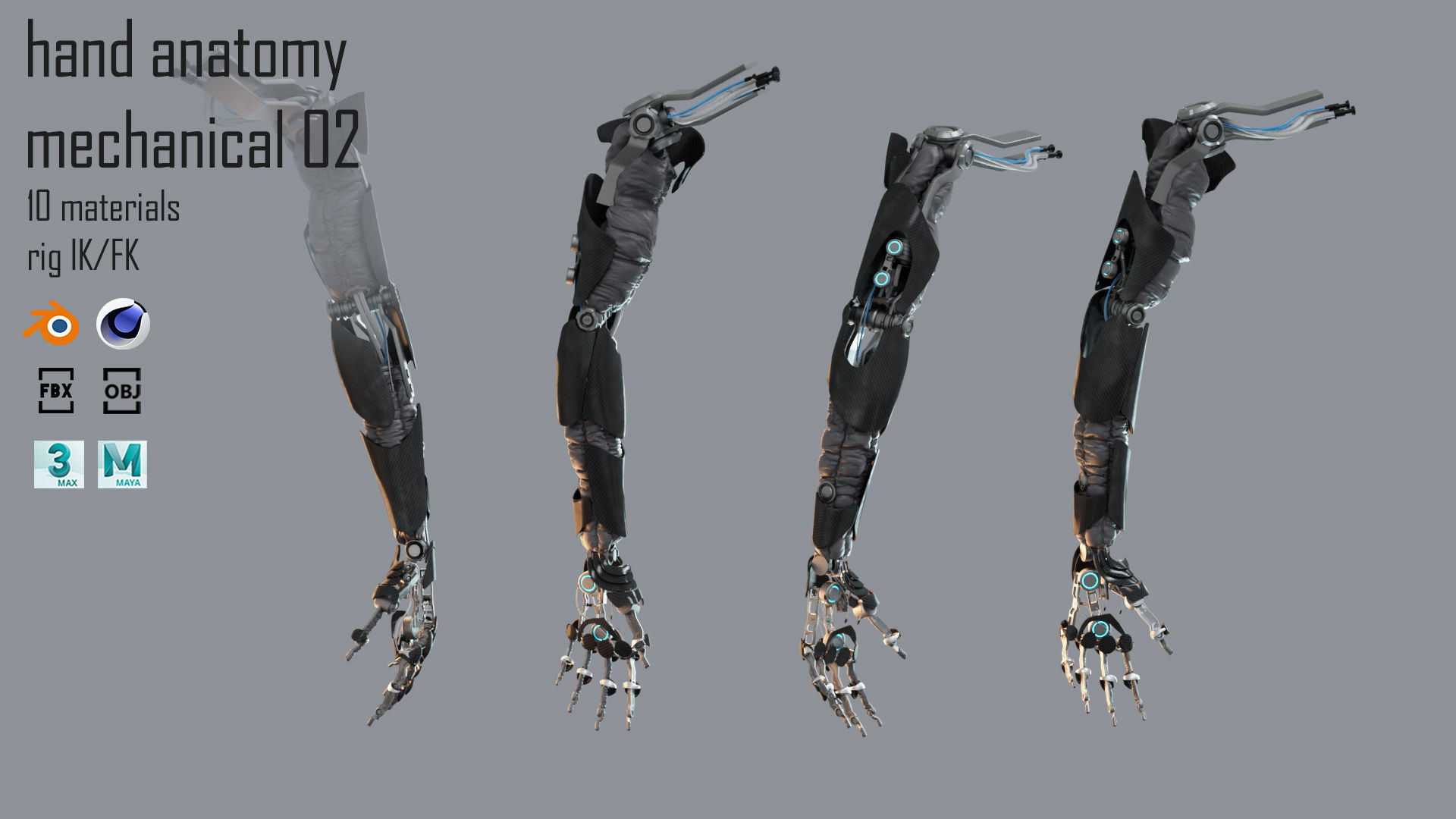 Robotic hand anatomy 02 3D model_5