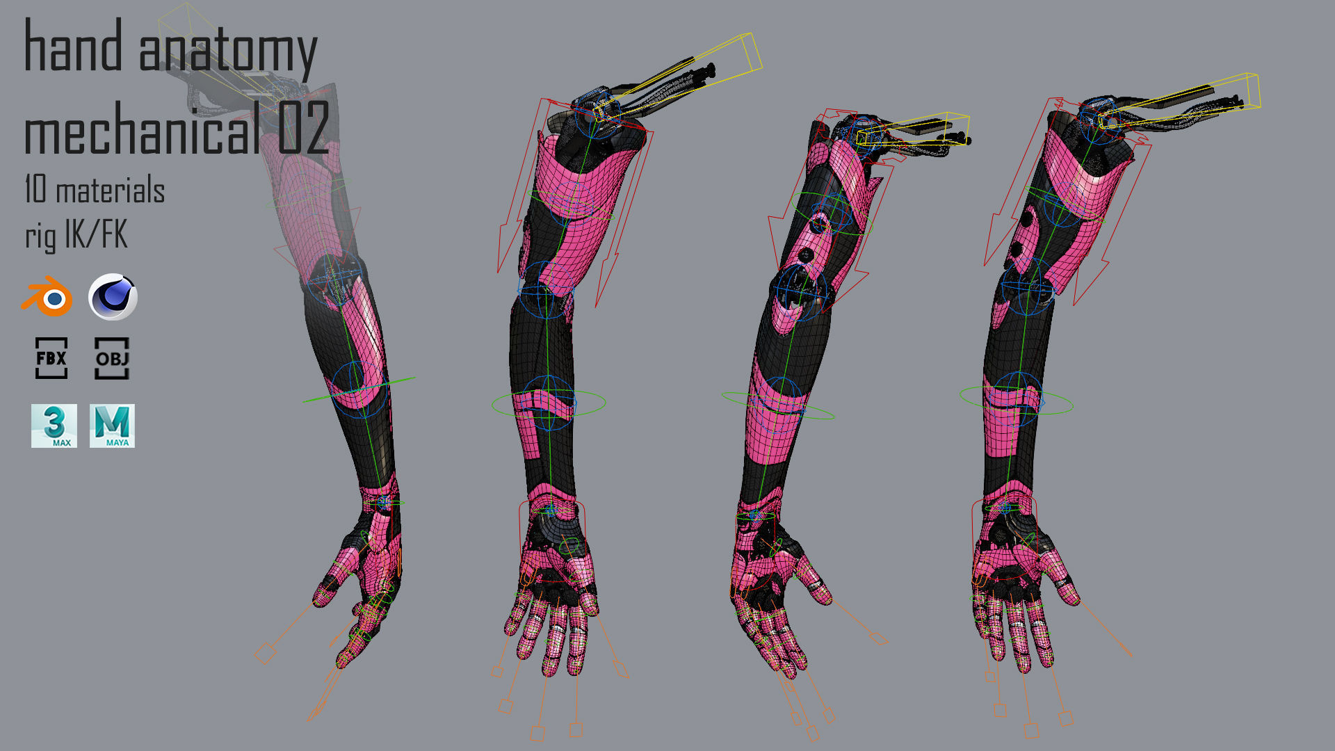 Robotic hand anatomy 02 3D model_14