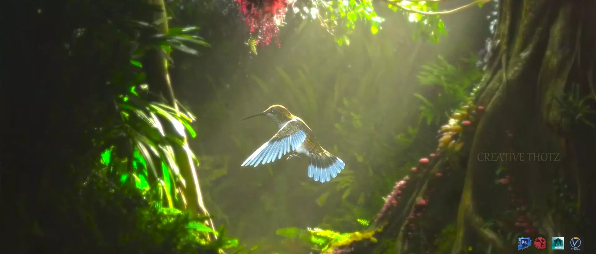 Humming  Bird Mesh 3D model_0