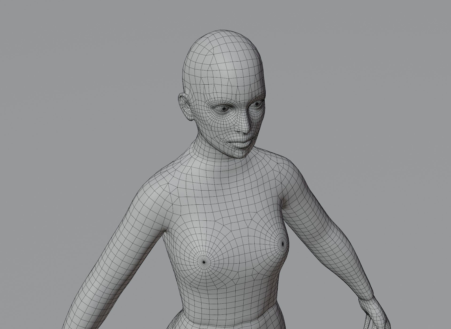 Clothed Female Body Base Mesh 3D Model 10k Polygons Low-poly 3D model_3