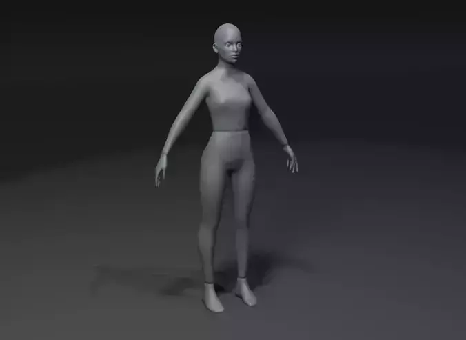 Clothed Female Body Base Mesh 3D Model 10k Polygons Low-poly 3D model