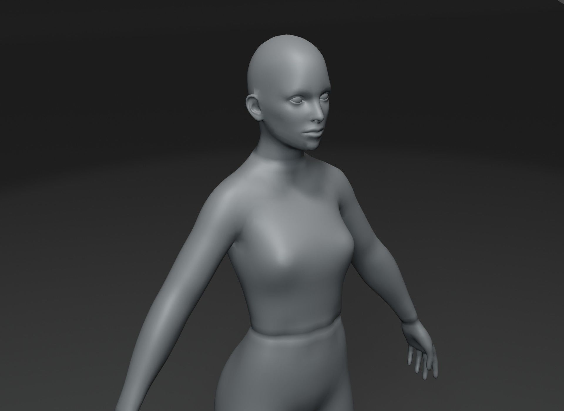 Clothed Female Body Base Mesh 3D Model 10k Polygons Low-poly 3D model_10
