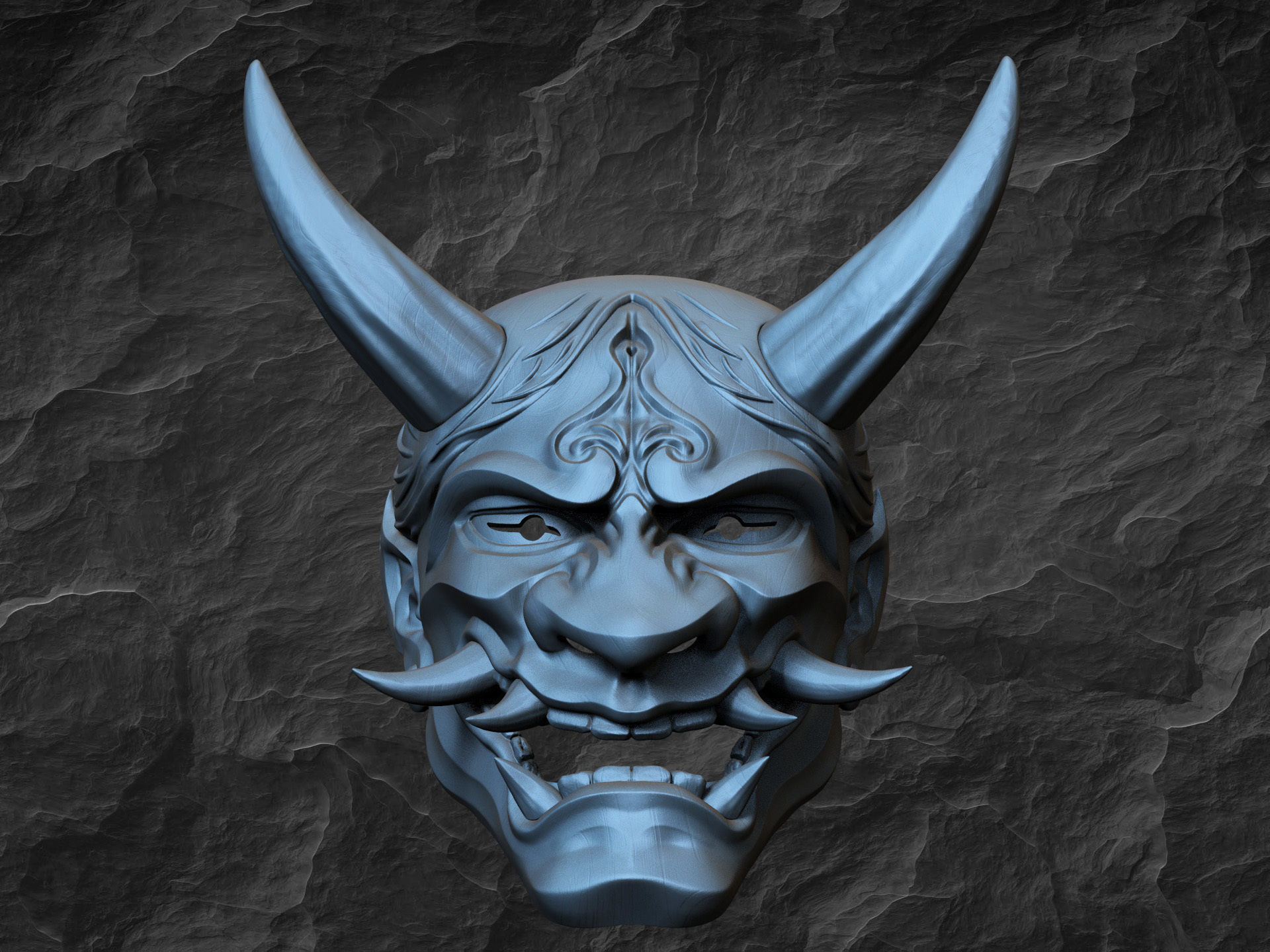 Traditional Japanese Hannya Mask Oni Mask Samurai Mask 3D print model_6