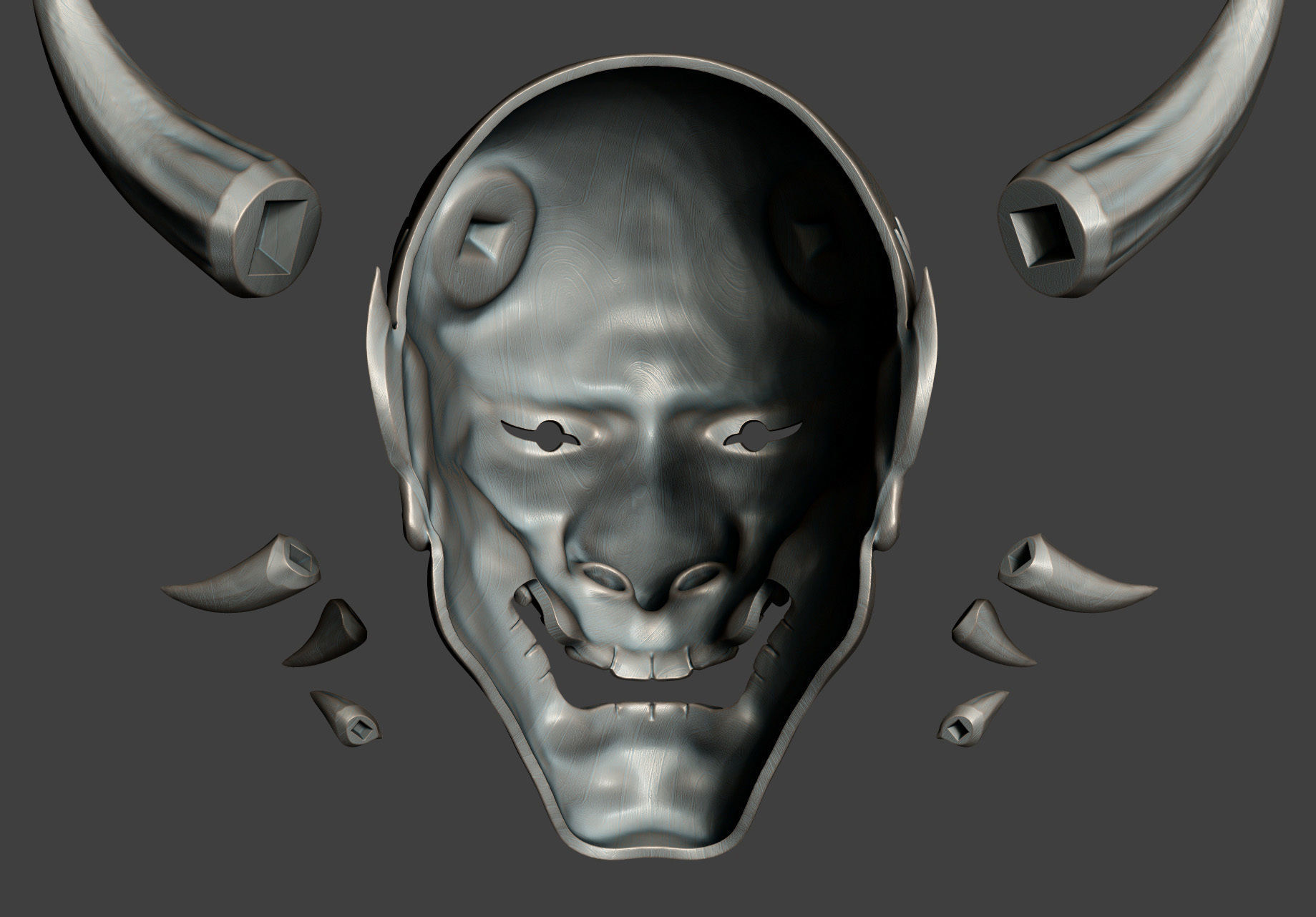 Traditional Japanese Hannya Mask Oni Mask Samurai Mask 3D print model_11